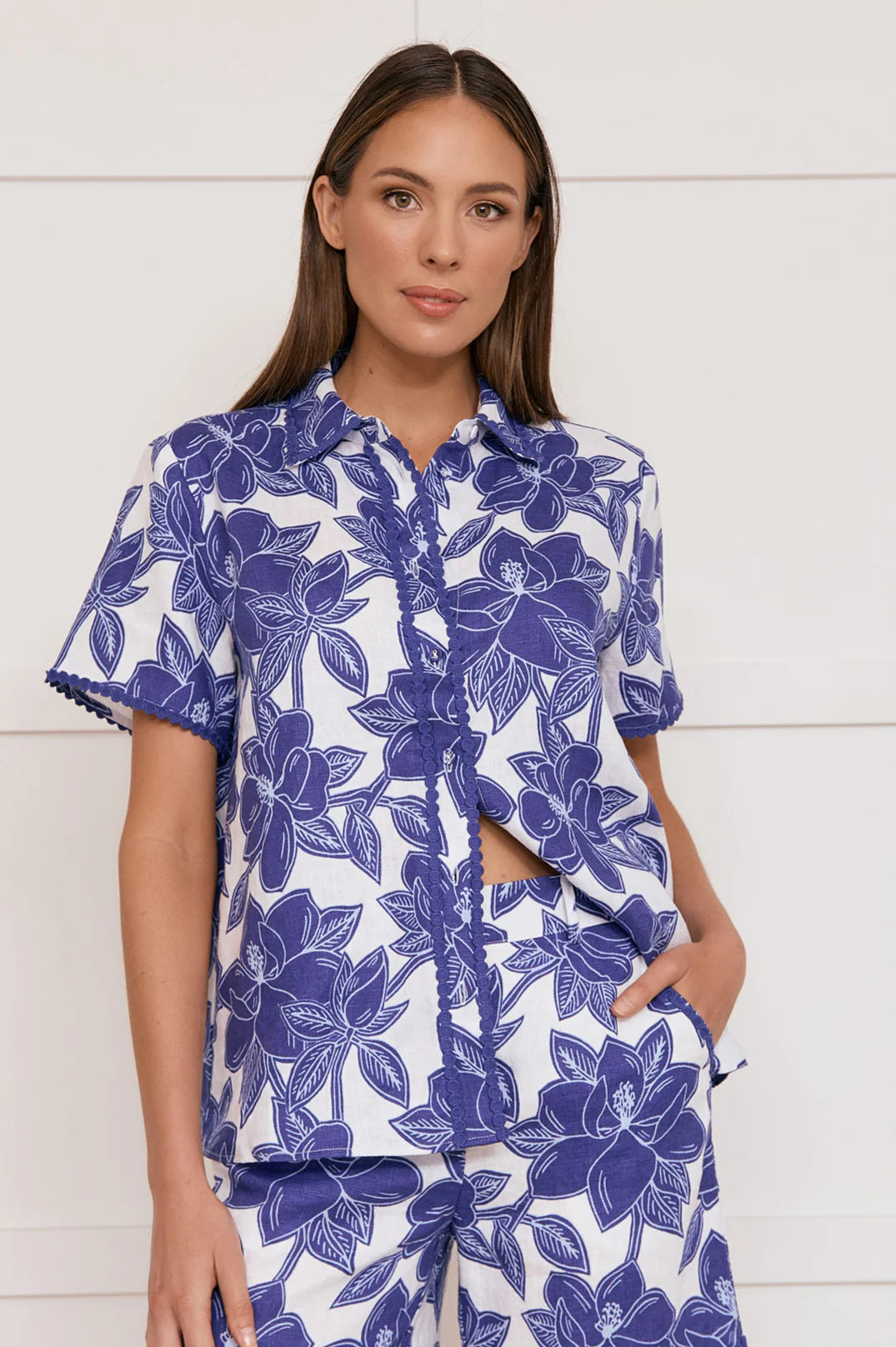 Adorne Everleigh Printed Linen Shirt