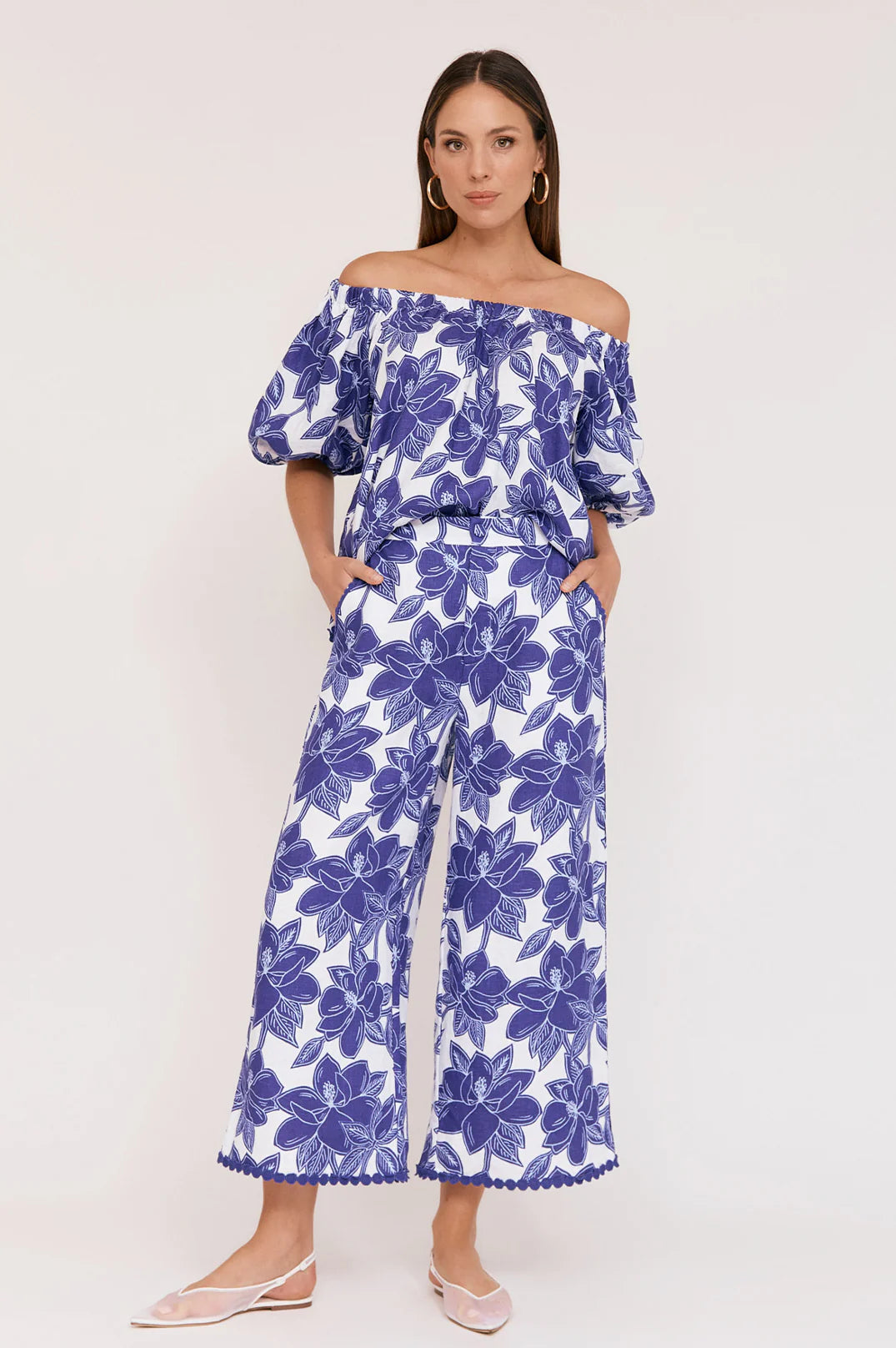 Adorne Alondra Printed Linen Pant