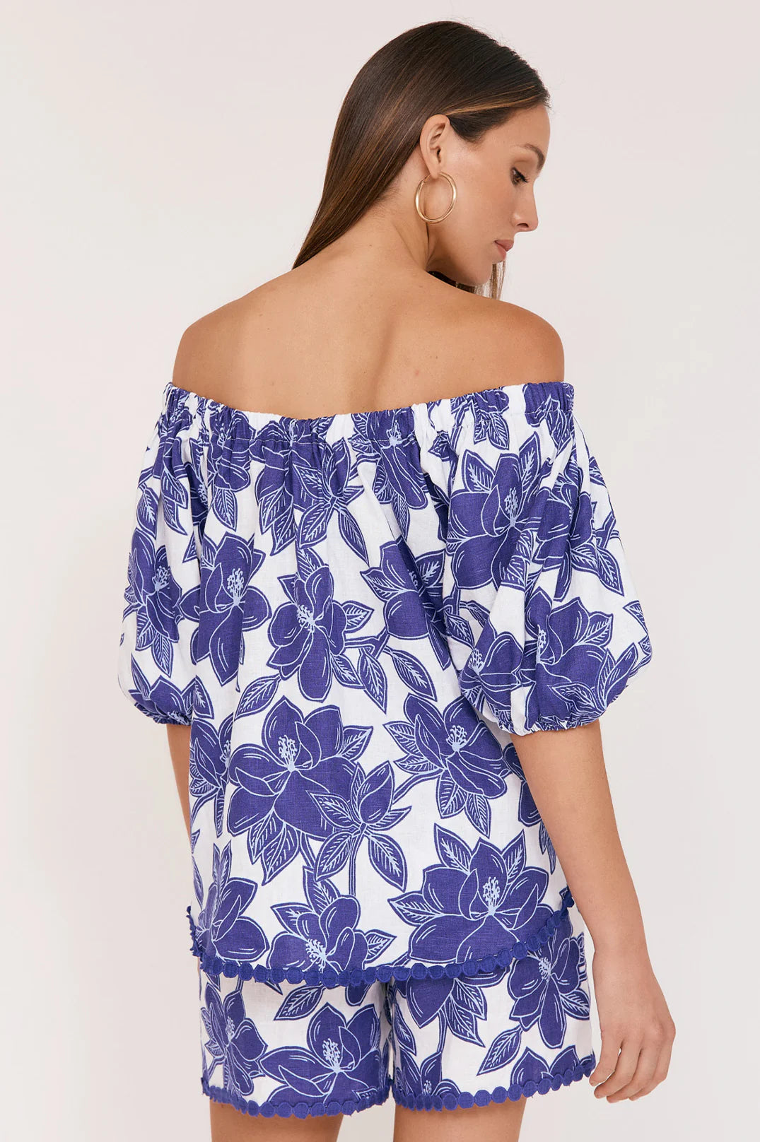 Adorne Loni Printed Linen Top