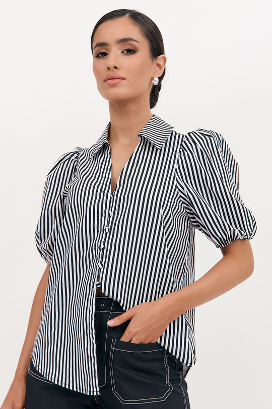 Adorne Kate Stripe Short Sleeve Shirt