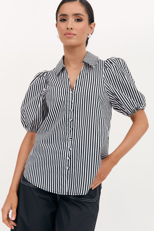 Adorne Kate Stripe Short Sleeve Shirt