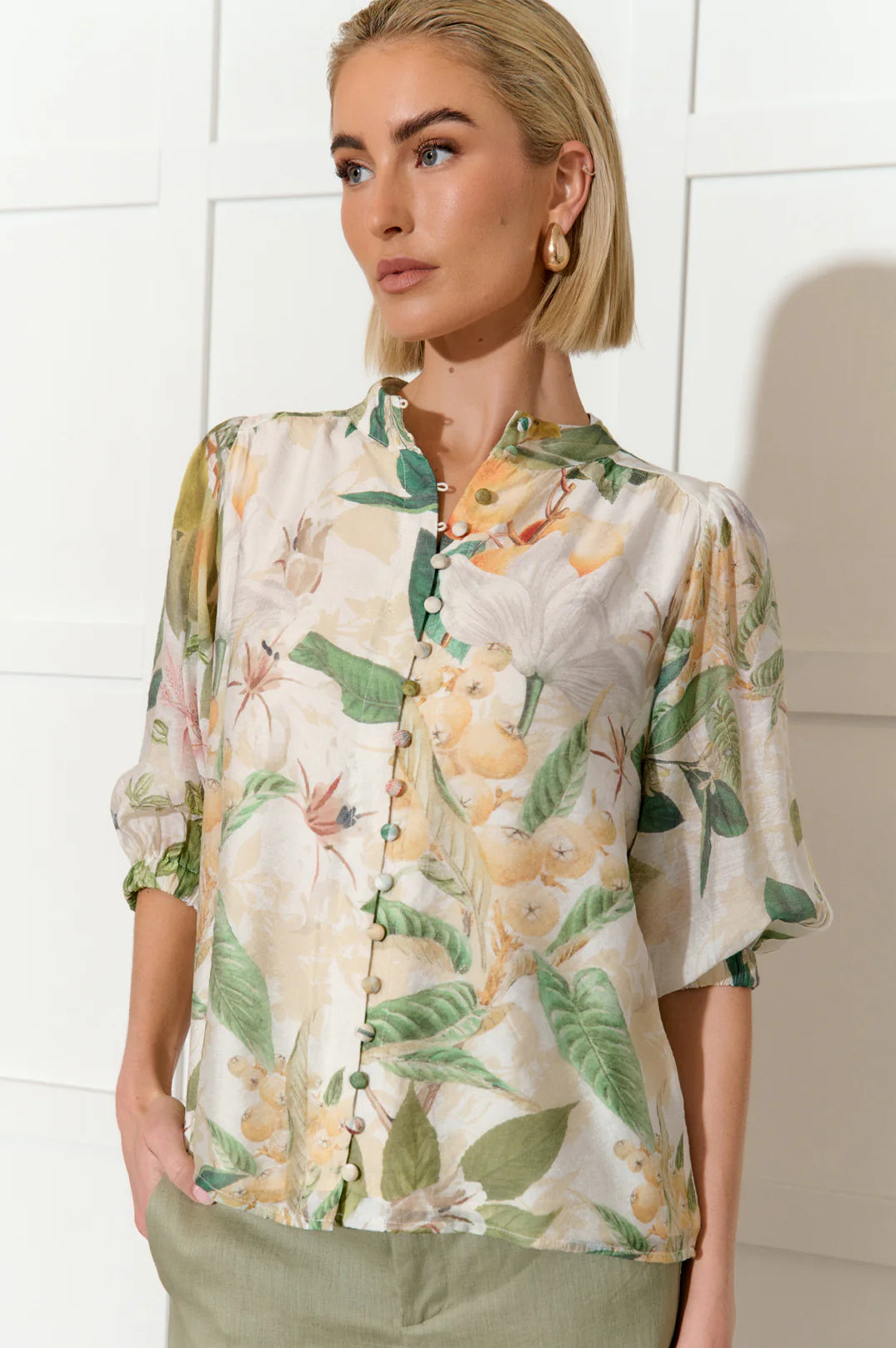 Adorne Lilian Adelaide Print 3/4 Sleeve Shirt