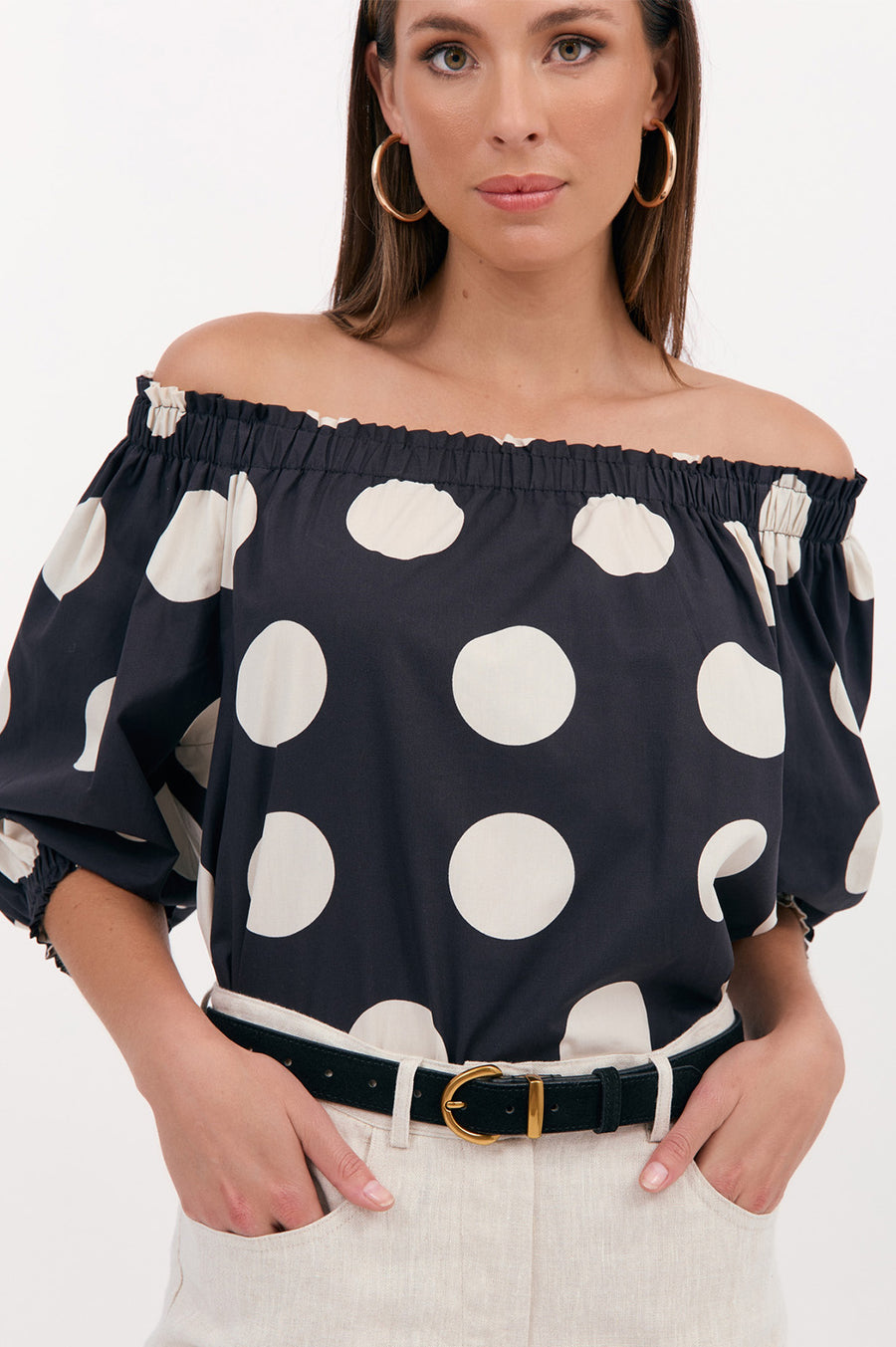 Adorne Crystal Poplin Spot Top