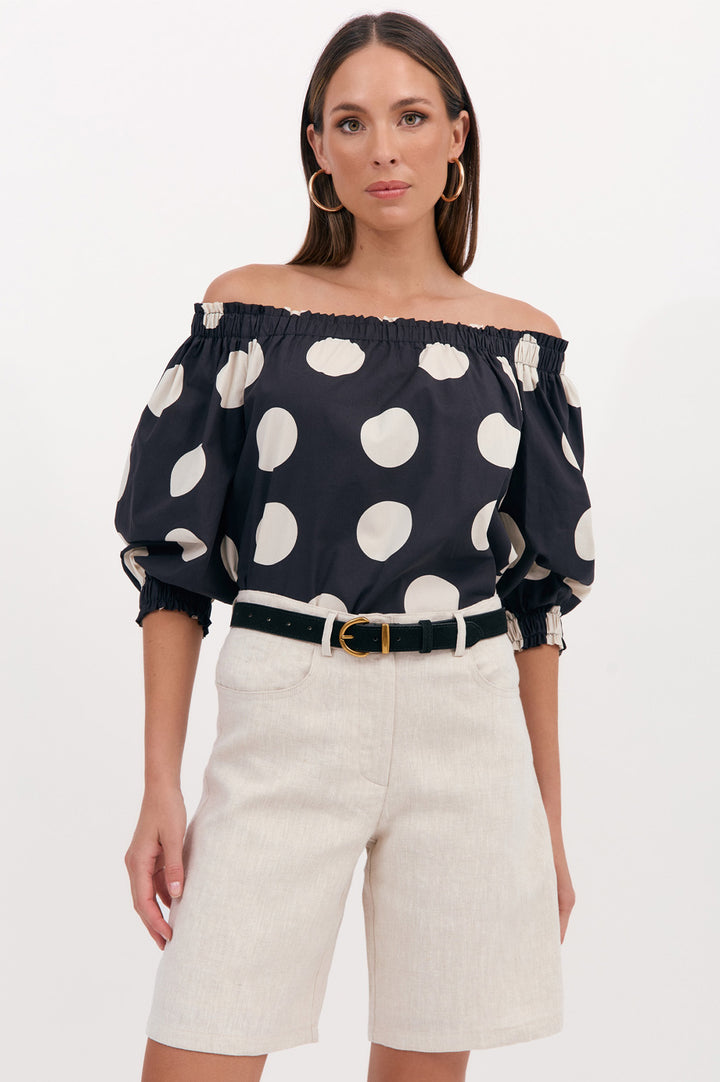 Adorne Crystal Poplin Spot Top