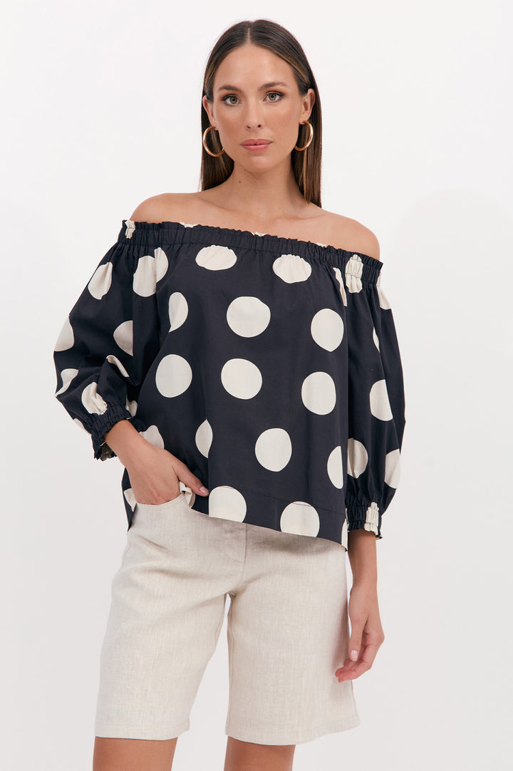 Adorne Crystal Poplin Spot Top