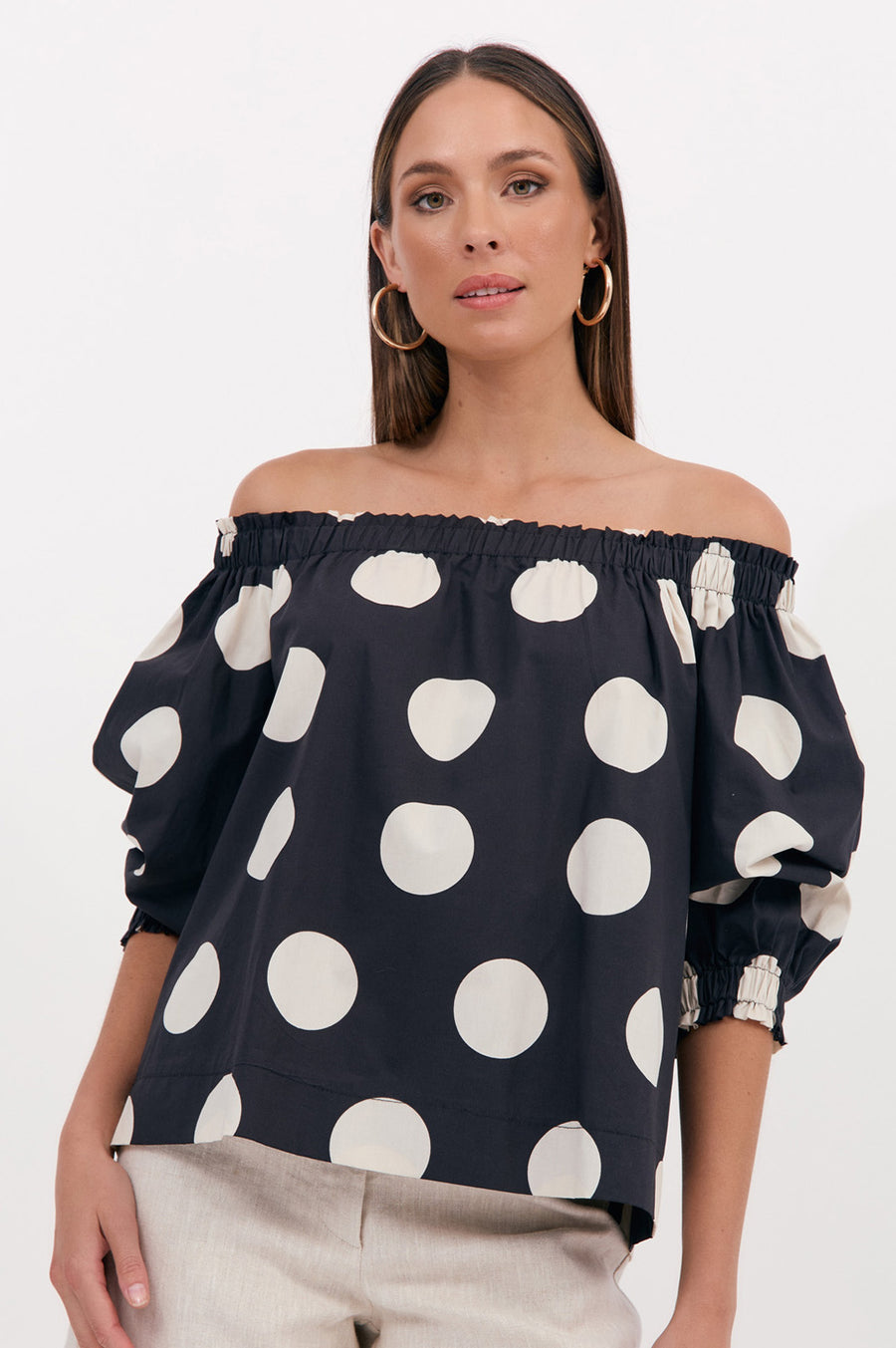 Adorne Crystal Poplin Spot Top