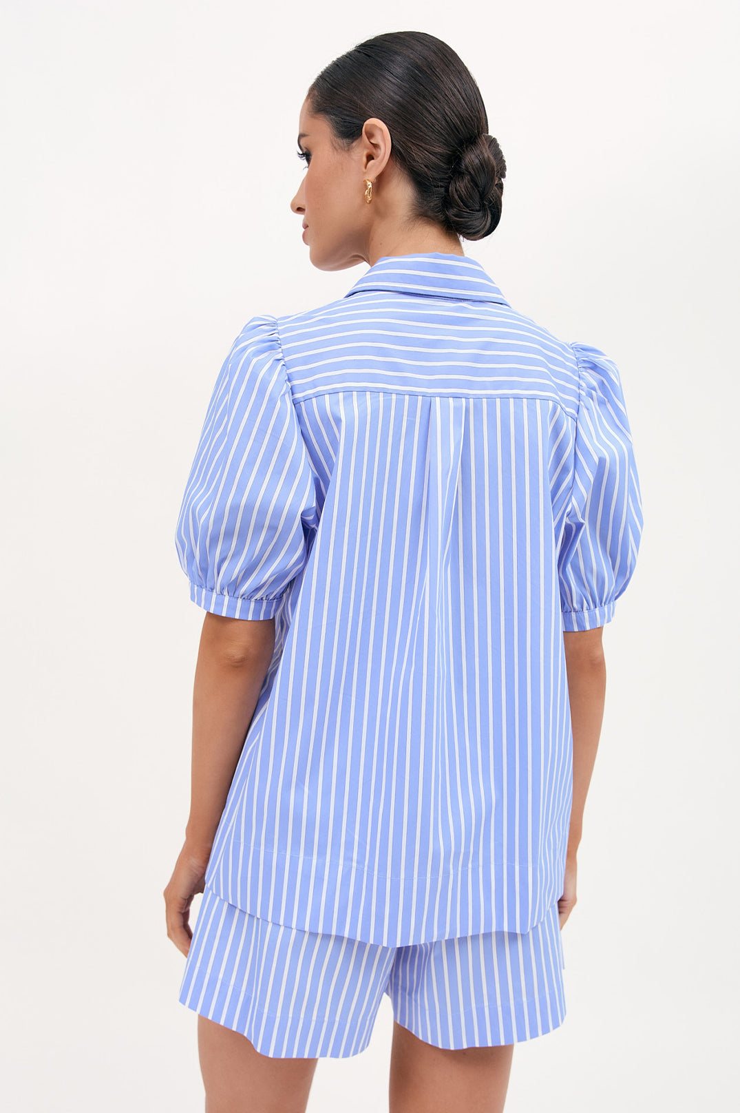 Adorne Louise Poplin Stripe Shirt - Blue