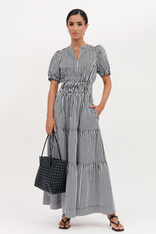 Adorne Violette Stripe Dress - Black/White