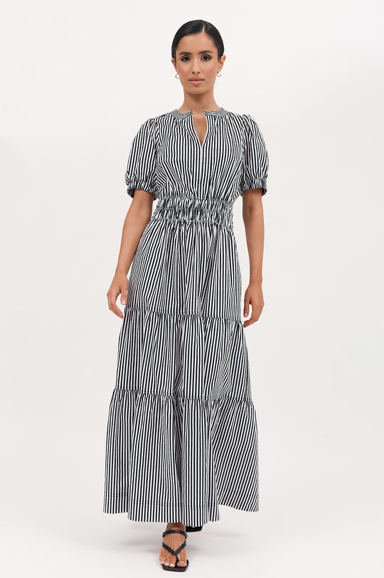 Adorne Violette Stripe Dress - Black/White