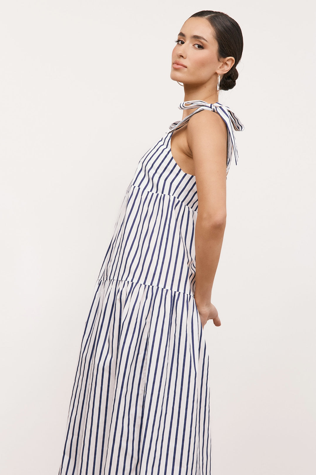 Adorne Noah Poplin Stripe Dress - Navy/White