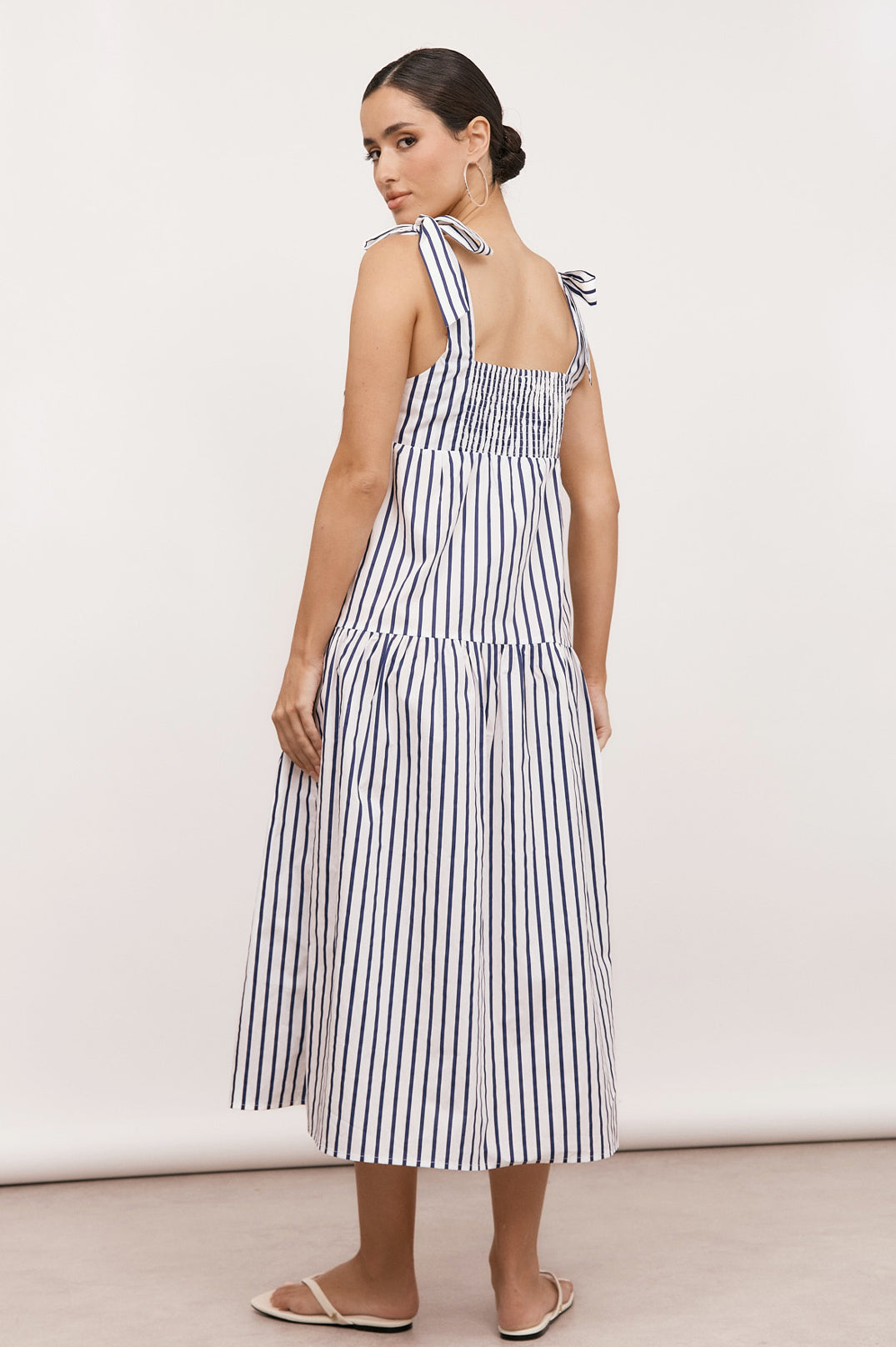 Adorne Noah Poplin Stripe Dress - Navy/White