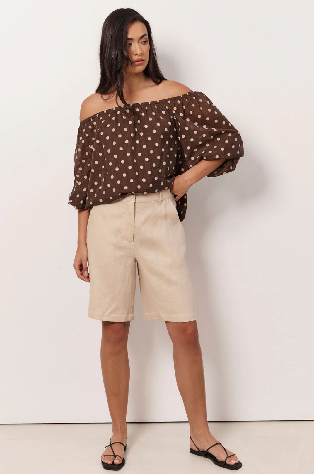 Adorne Heidi Contrast Stitch Bermuda Short - Camel