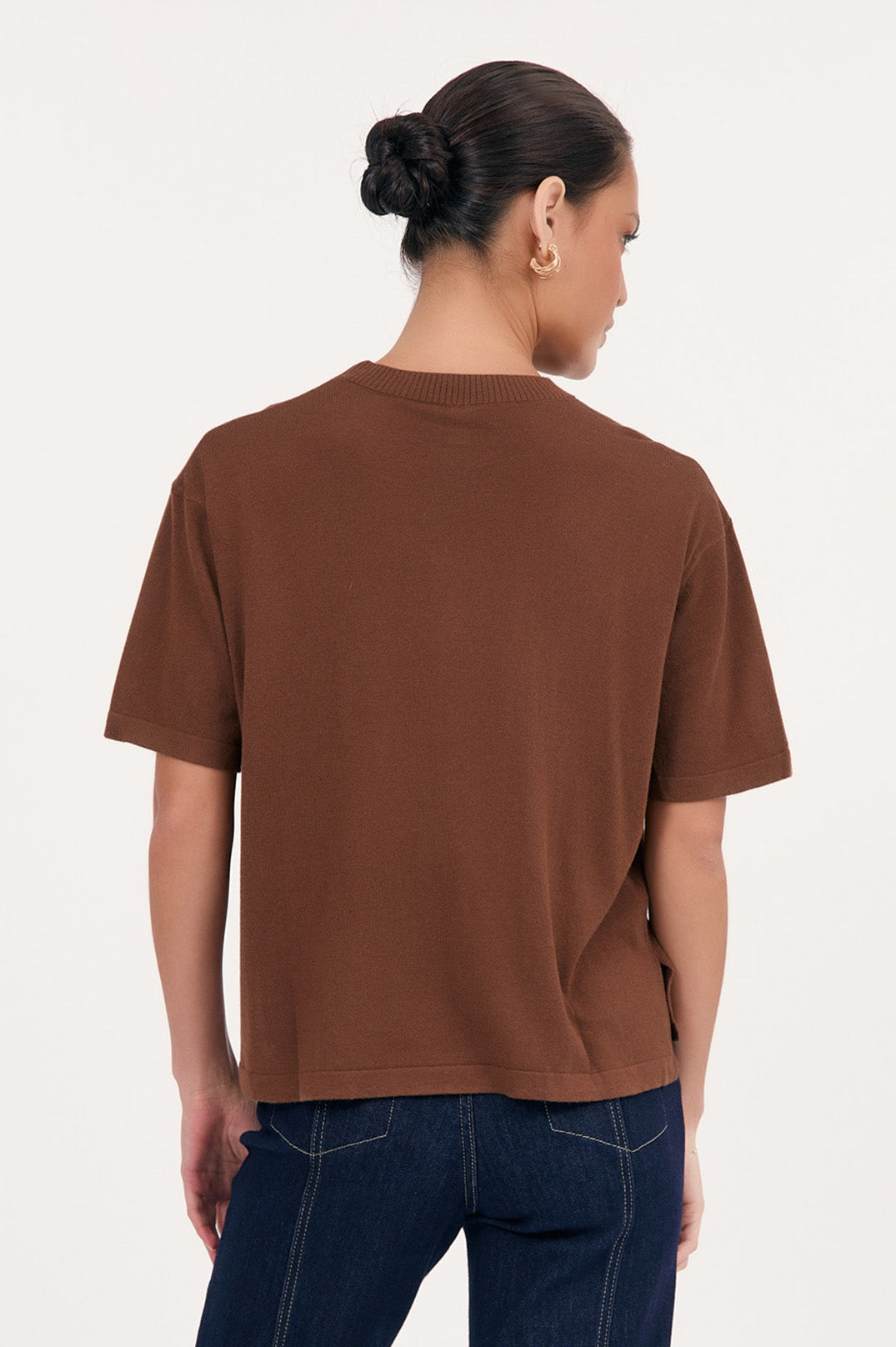 Adorne Laney Short Sleeve Light Weight Knit Top - Tan