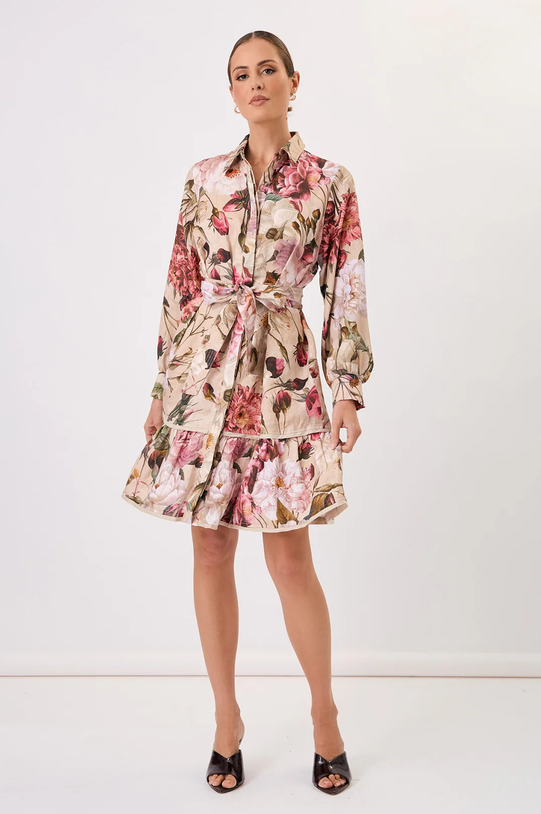Adorne Nathalia Linen Floral Dress