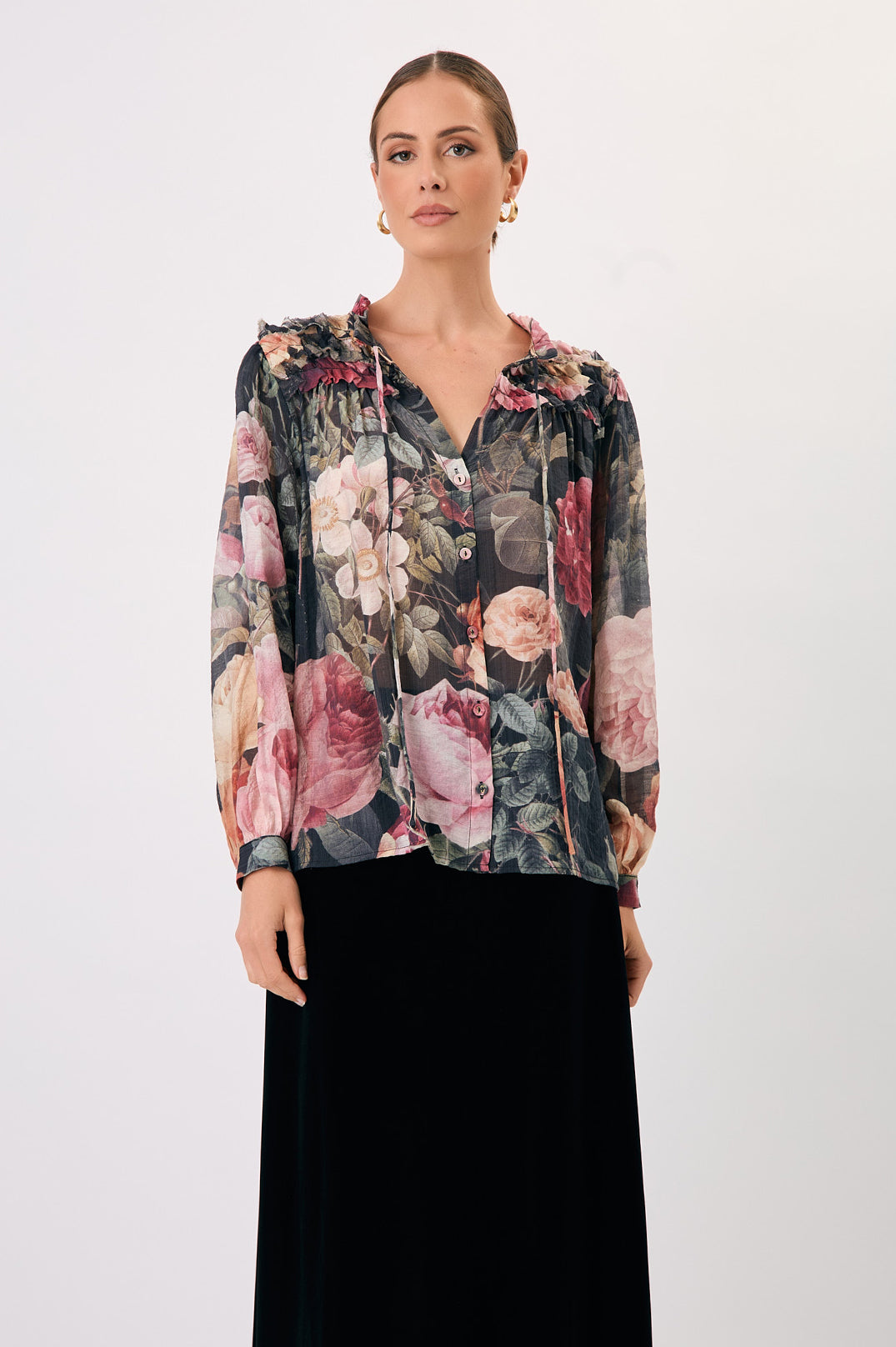 Adorne Carrie Floral Frill Shirt