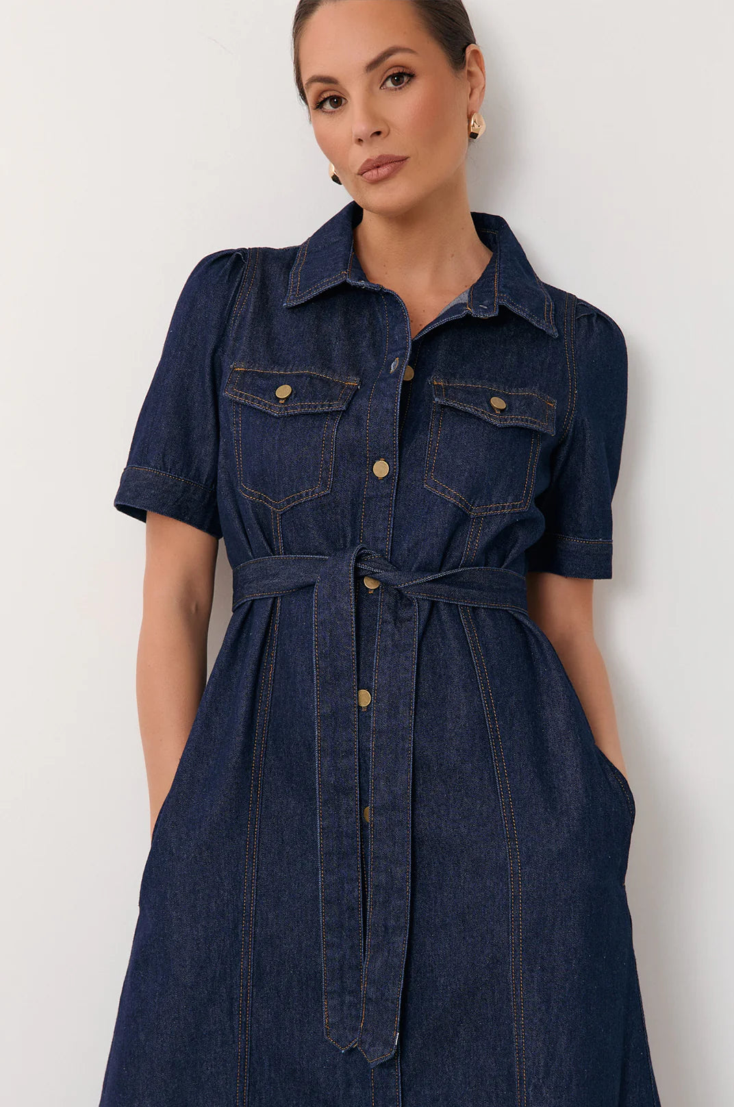 Adorne Ali Midi Denim Shirt Dress