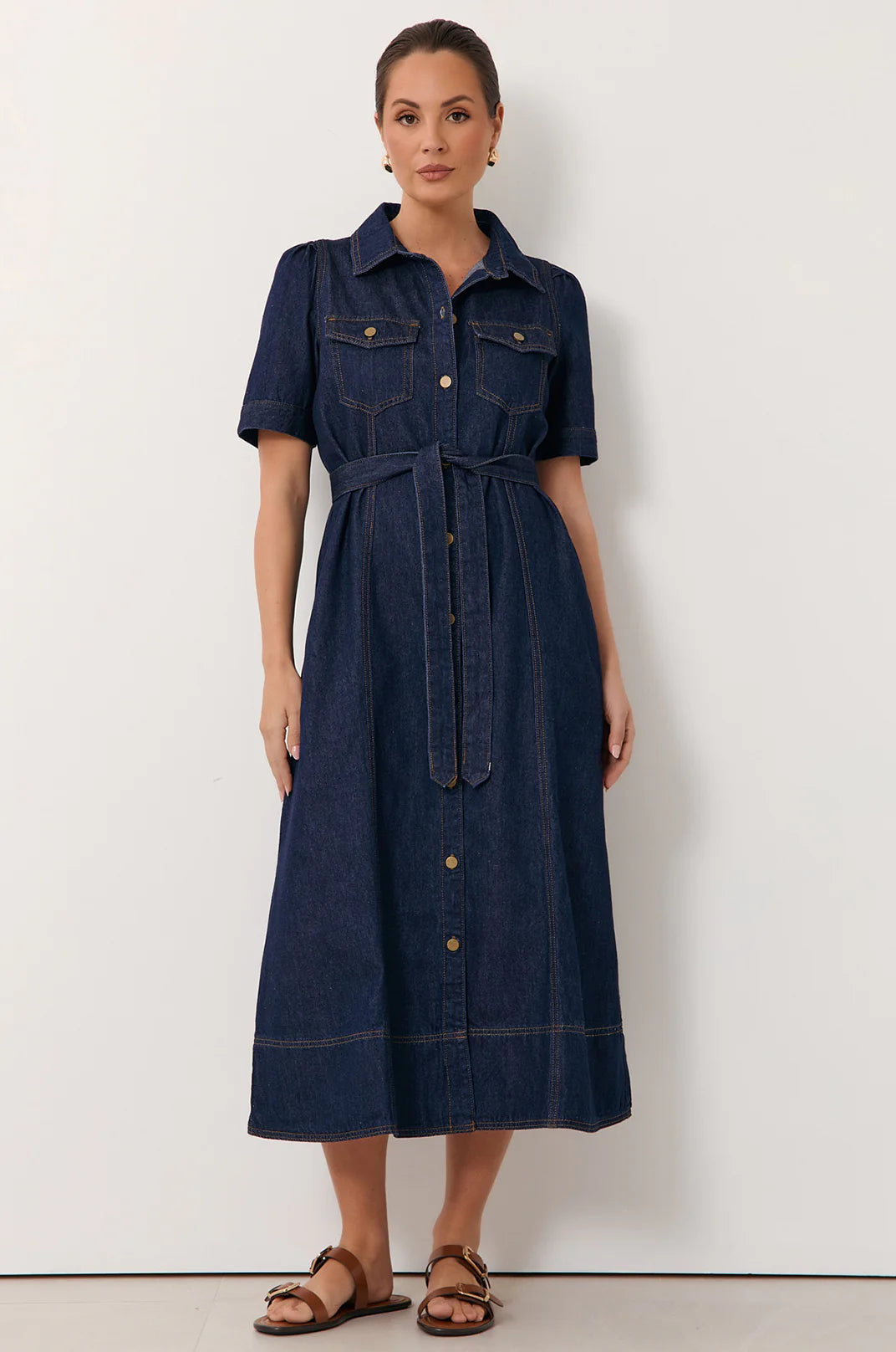 Adorne Ali Midi Denim Shirt Dress