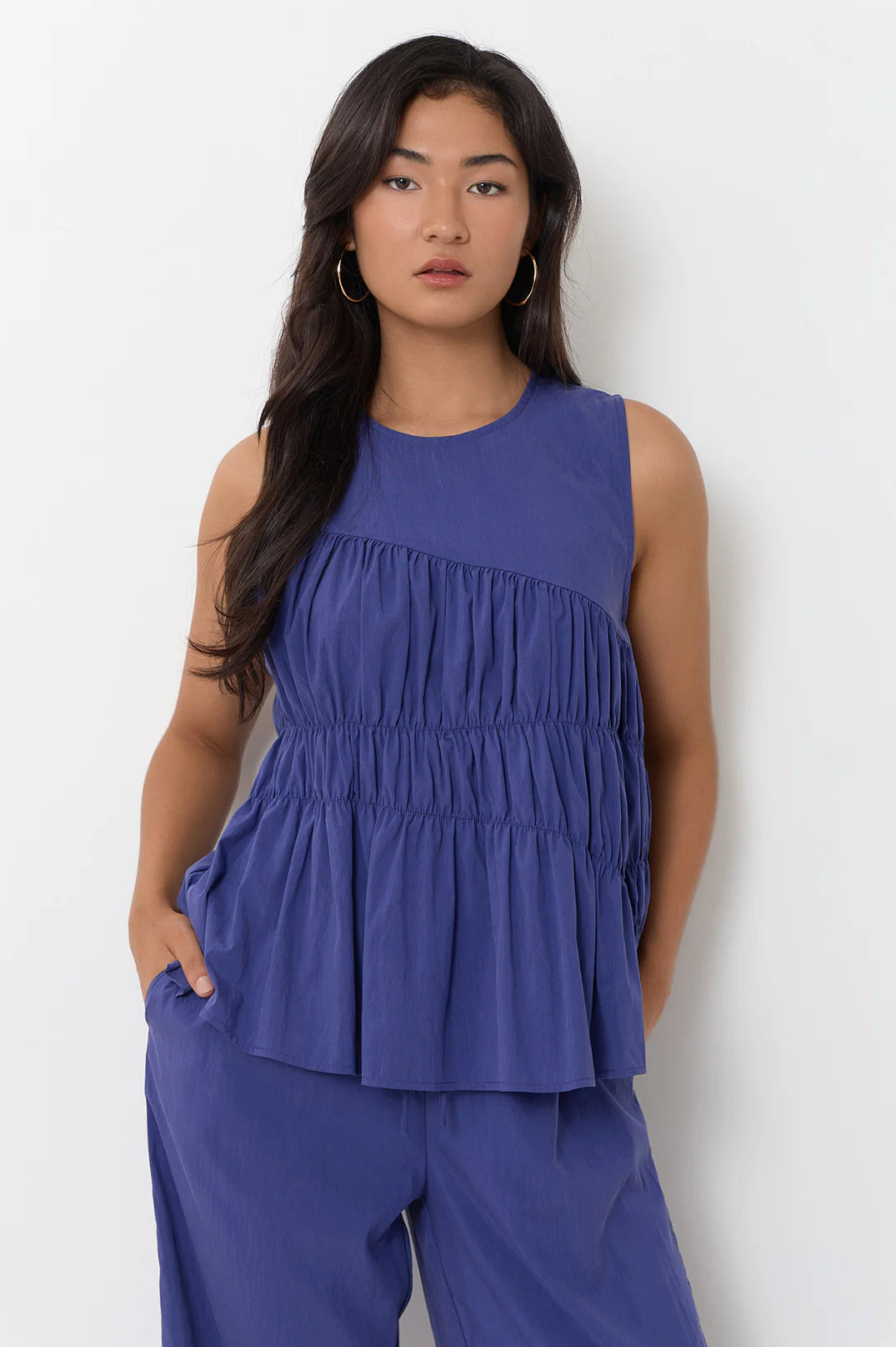 Adorne Evren Sleeveless Top - Blue
