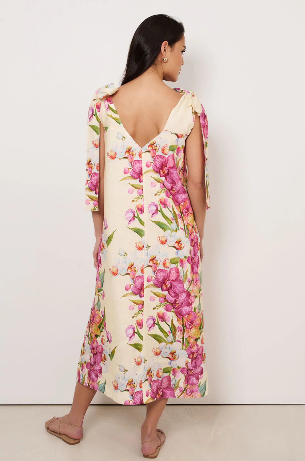 Adorne Hallie Tie Shoulder Linen Dress