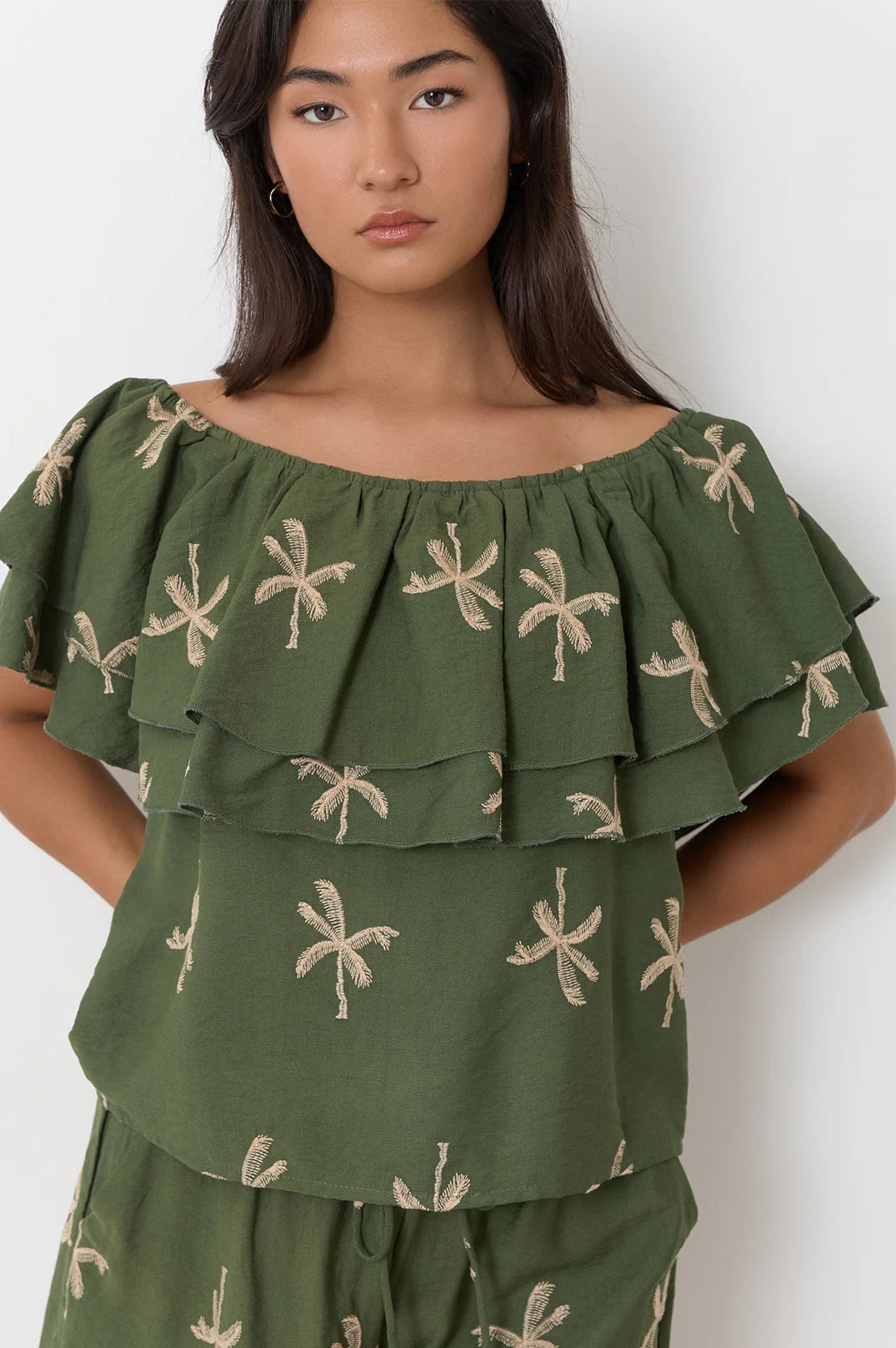 Adorne Kalani Embroidered Palm Top