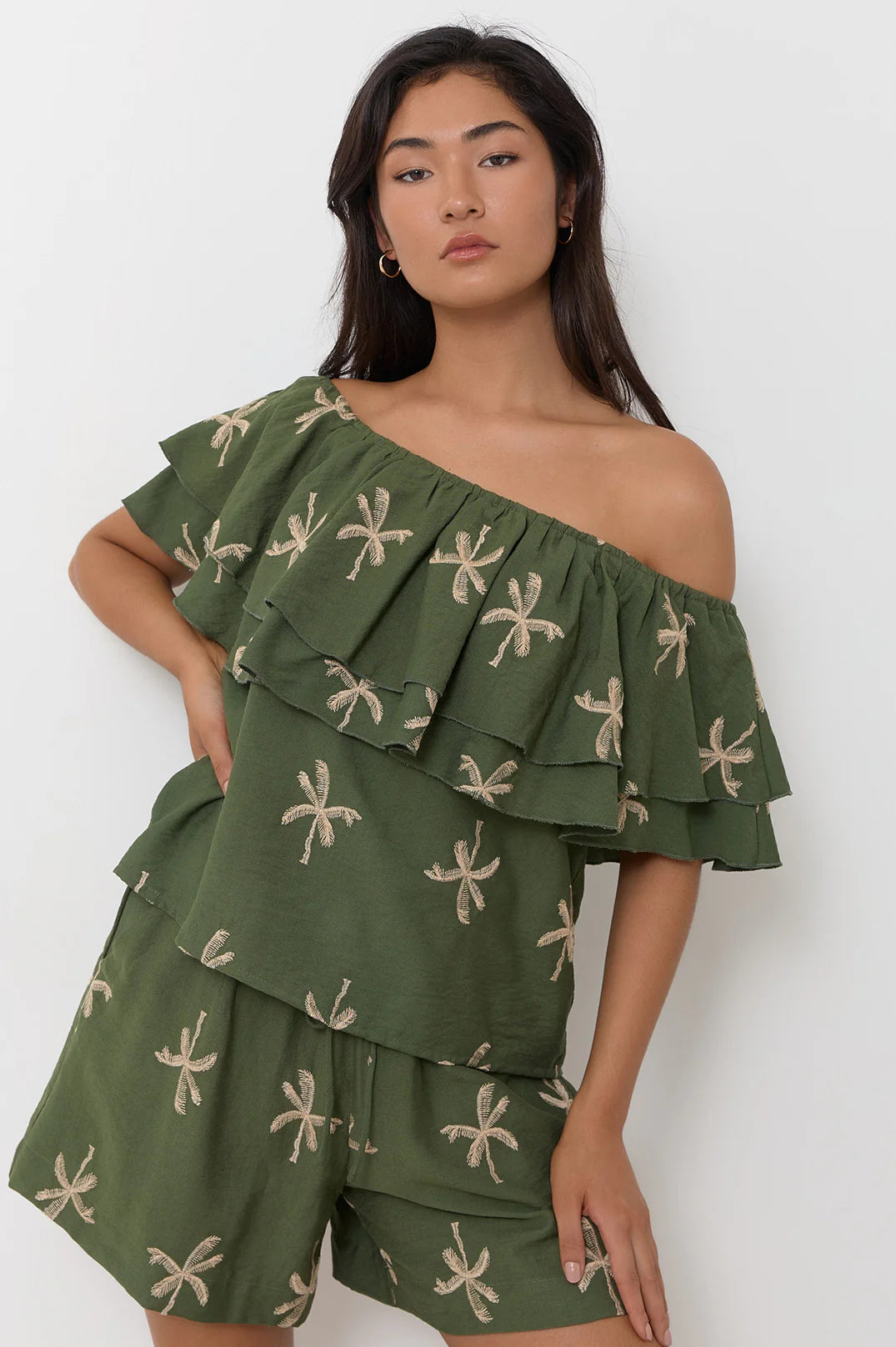 Adorne Kalani Embroidered Palm Top