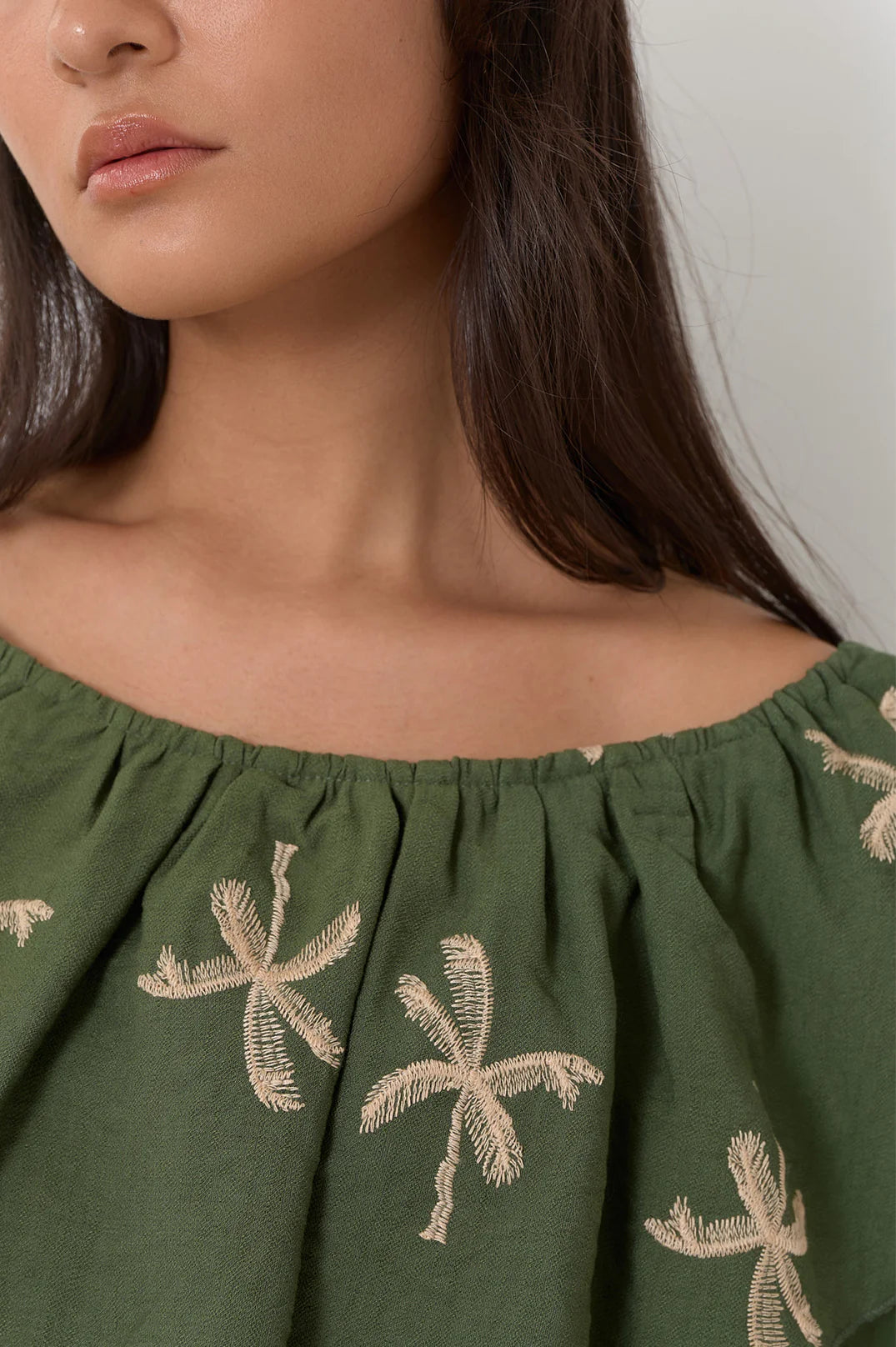 Adorne Kalani Embroidered Palm Top
