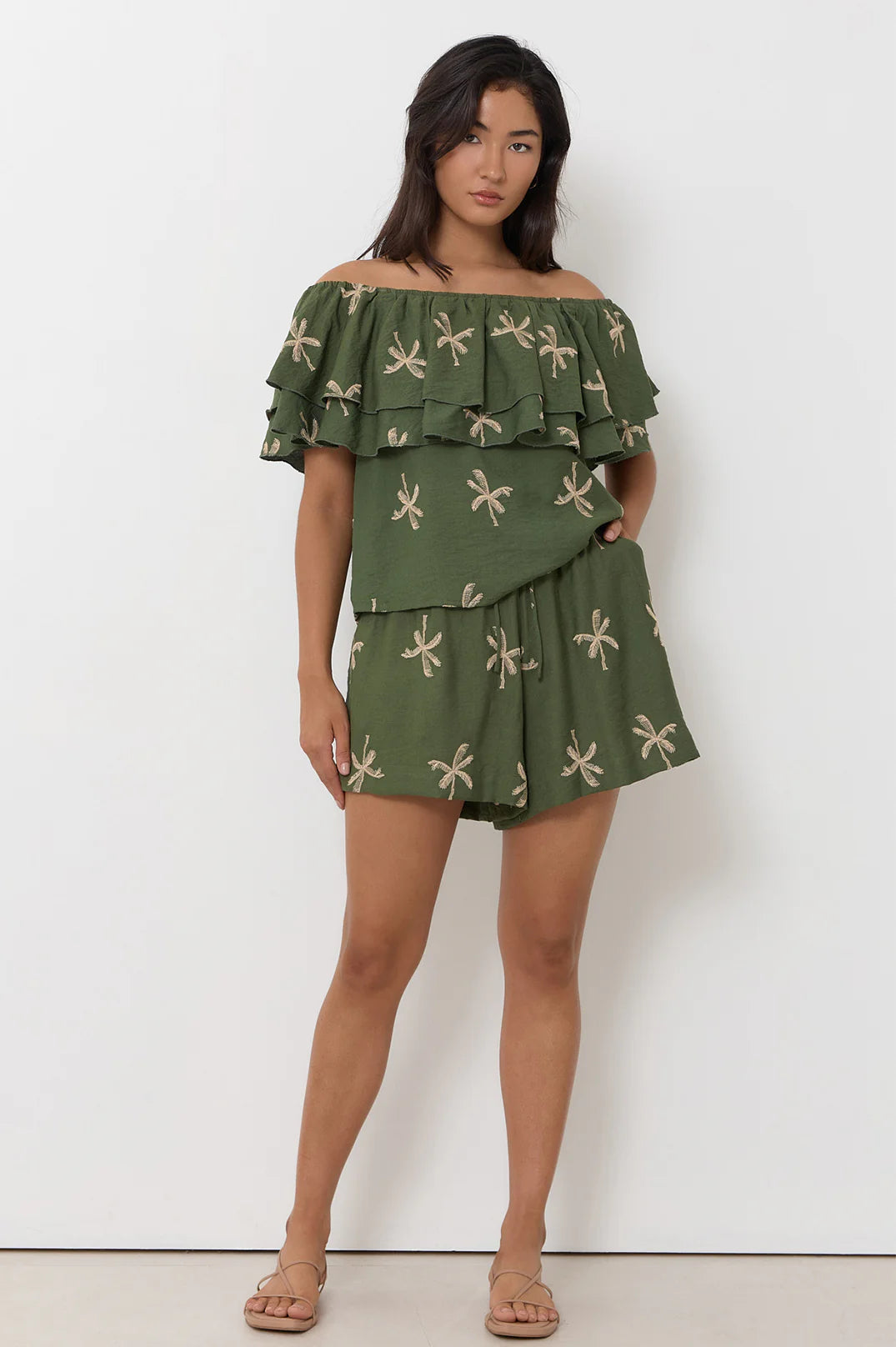 Adorne Billy Embroidered Palm Short