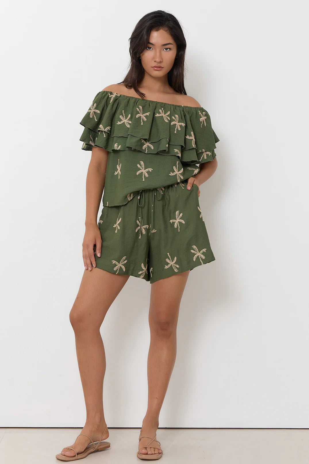 Adorne Kalani Embroidered Palm Top