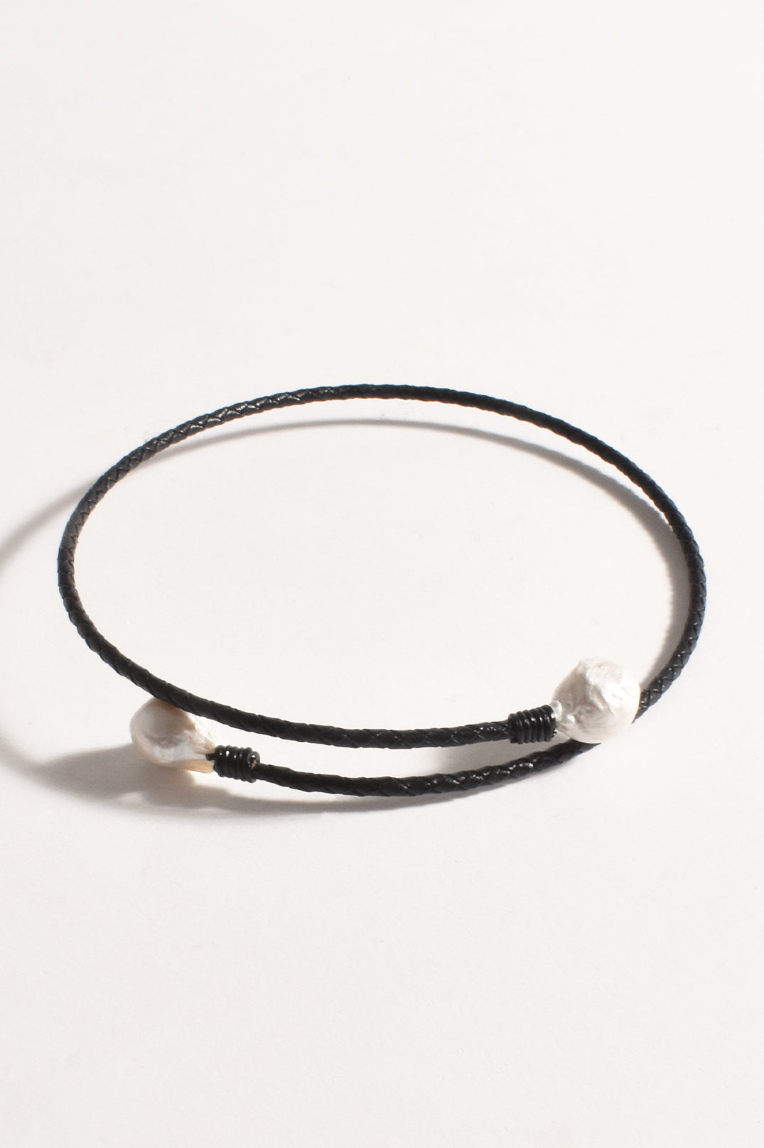 Adorne Plaited Freshwater Pearl Necklace - Black/Cream