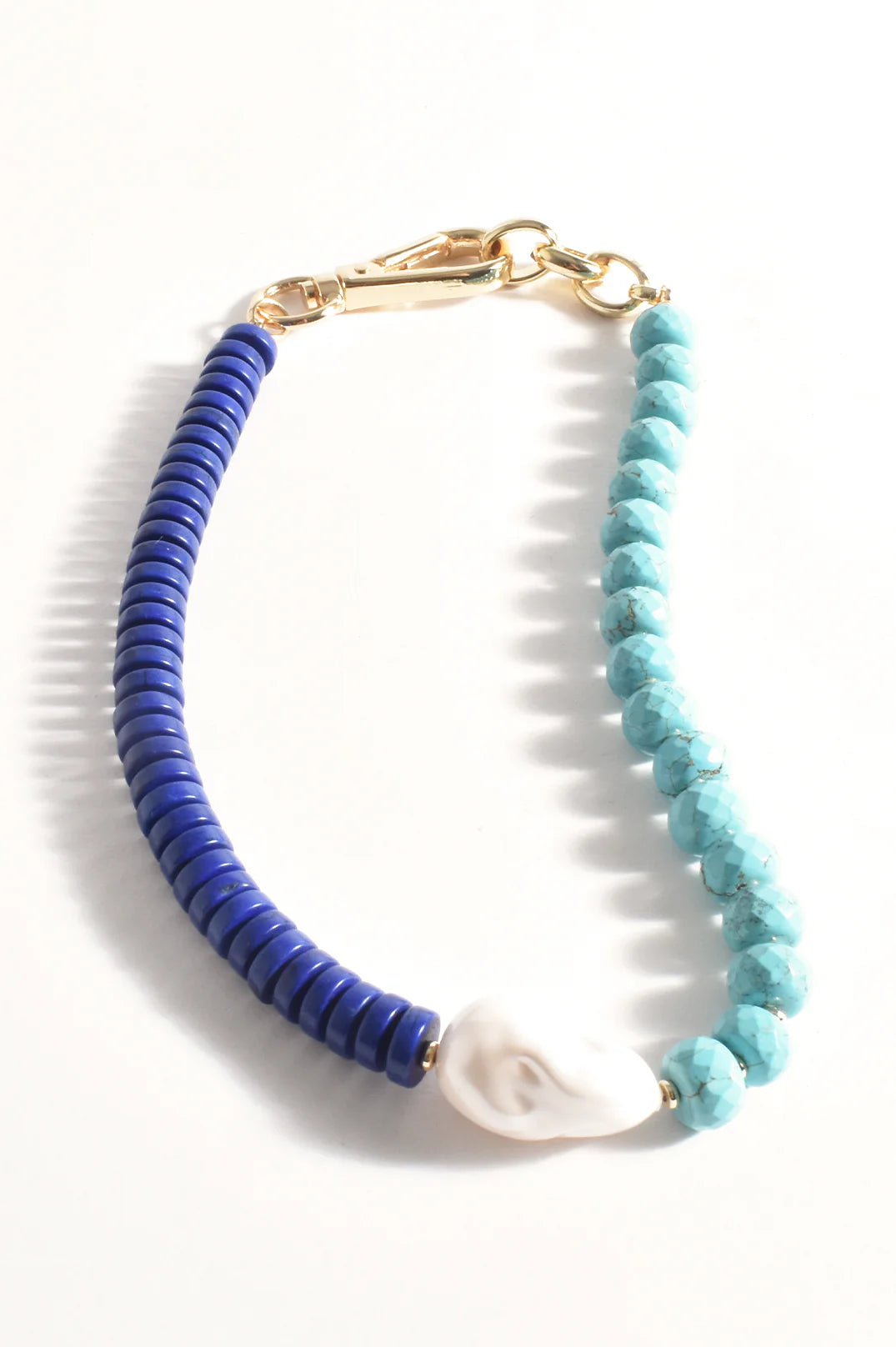 Adorne Pearl Centre Stone Event Necklace - Turq/Blue