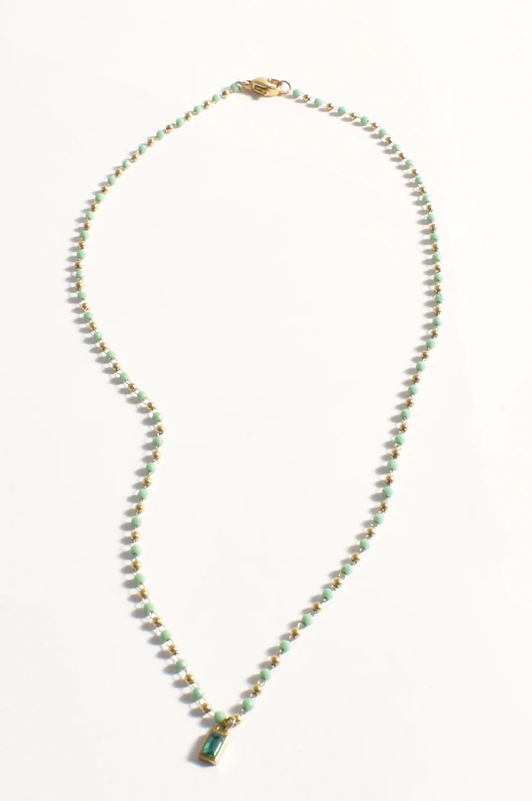 Adorne Alternating Bead Mini Charm Necklace - Mint