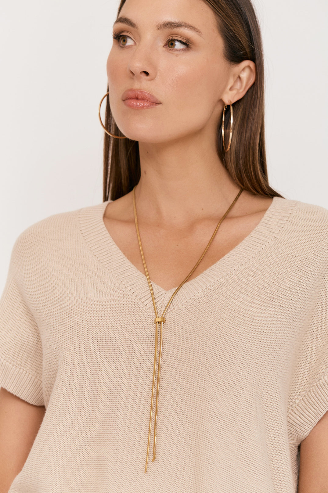 Adorne Snake Chain Bolo Necklace - Gold