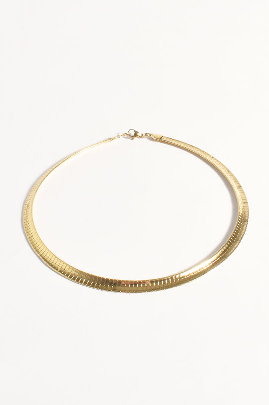 Adorne Thick Flat Snake Chain Necklace - Gold