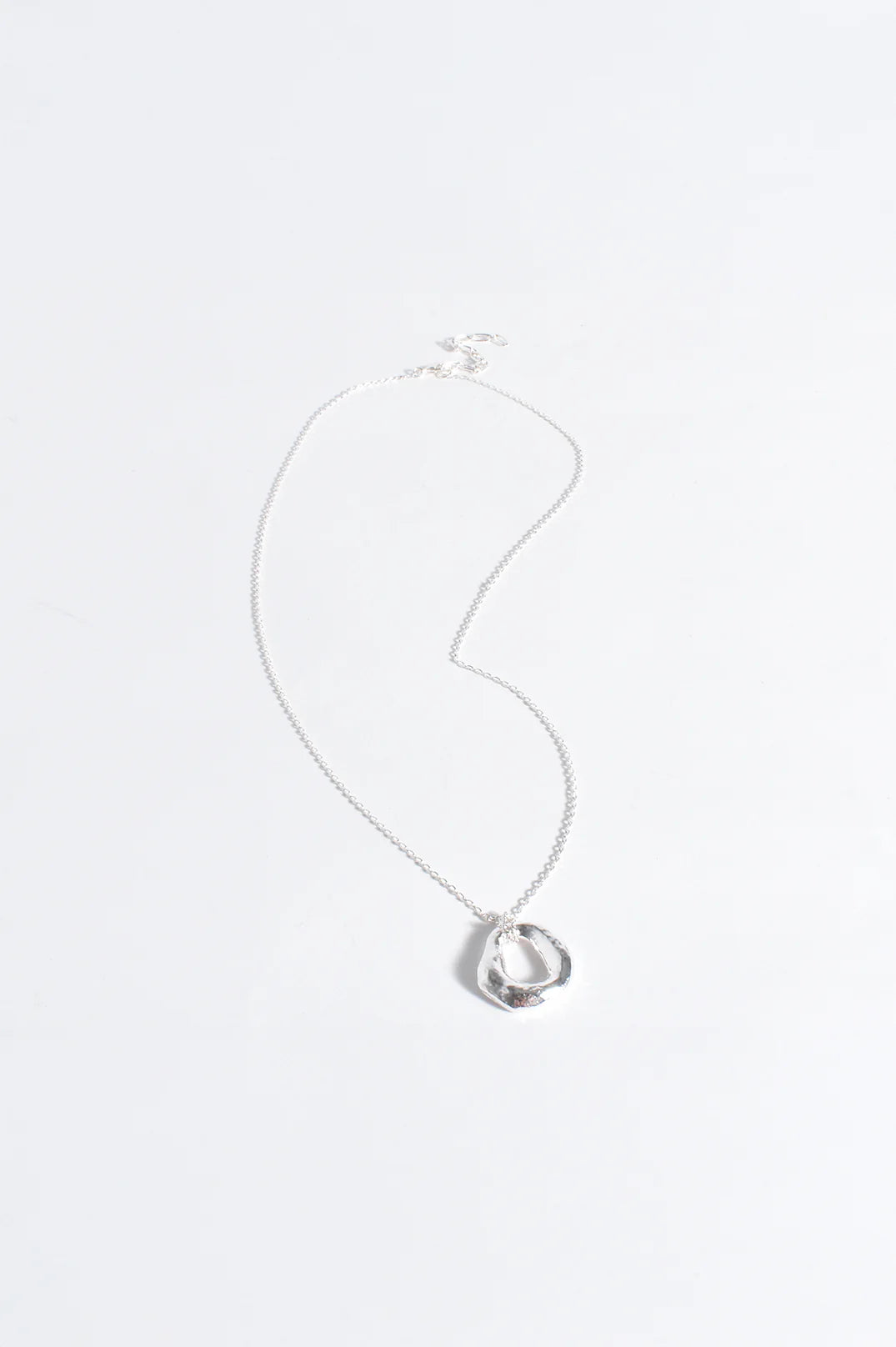 Adorne Long Ring Drop Pendant Necklace - Silver