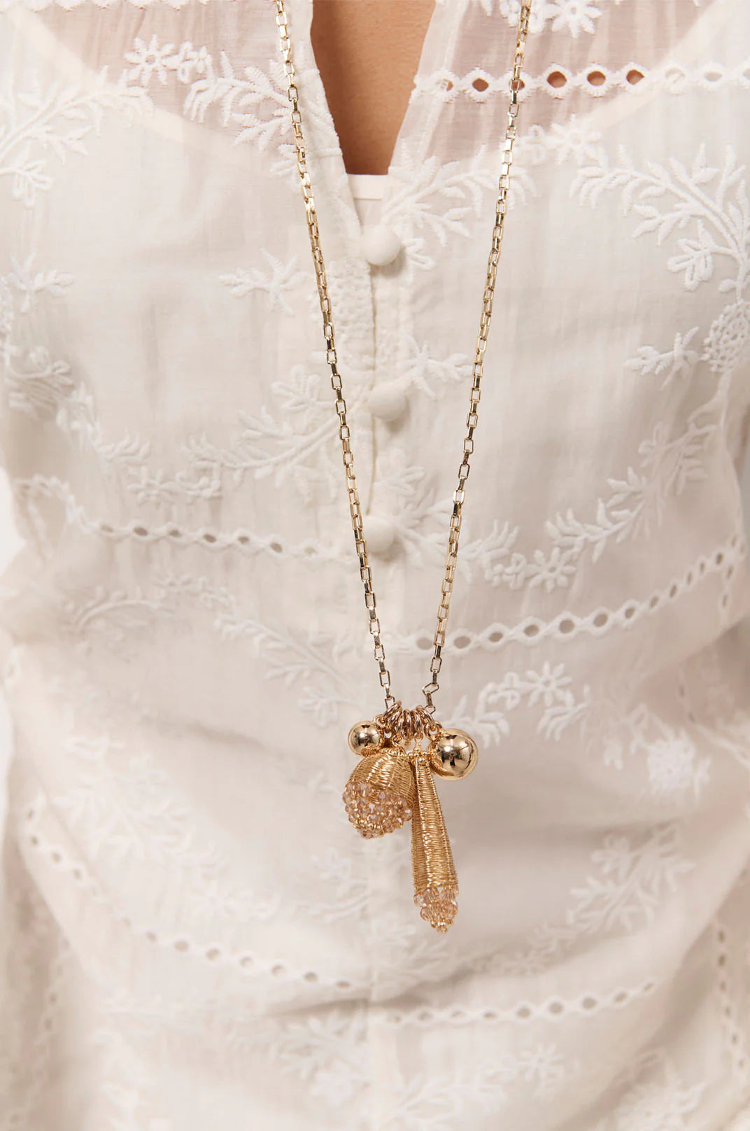 Adorne Artisan Woven Cluster Necklace - Gold