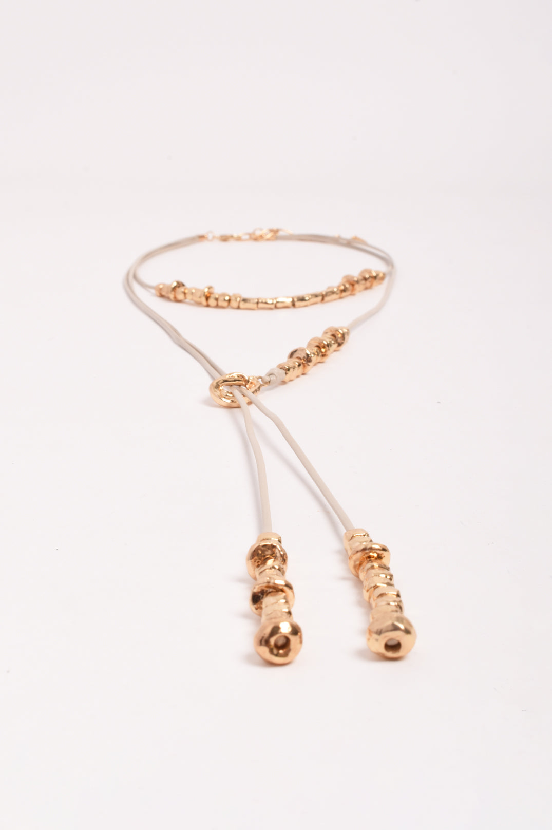 Adorne Long Layered Cord Metal Bead Necklace - Camel