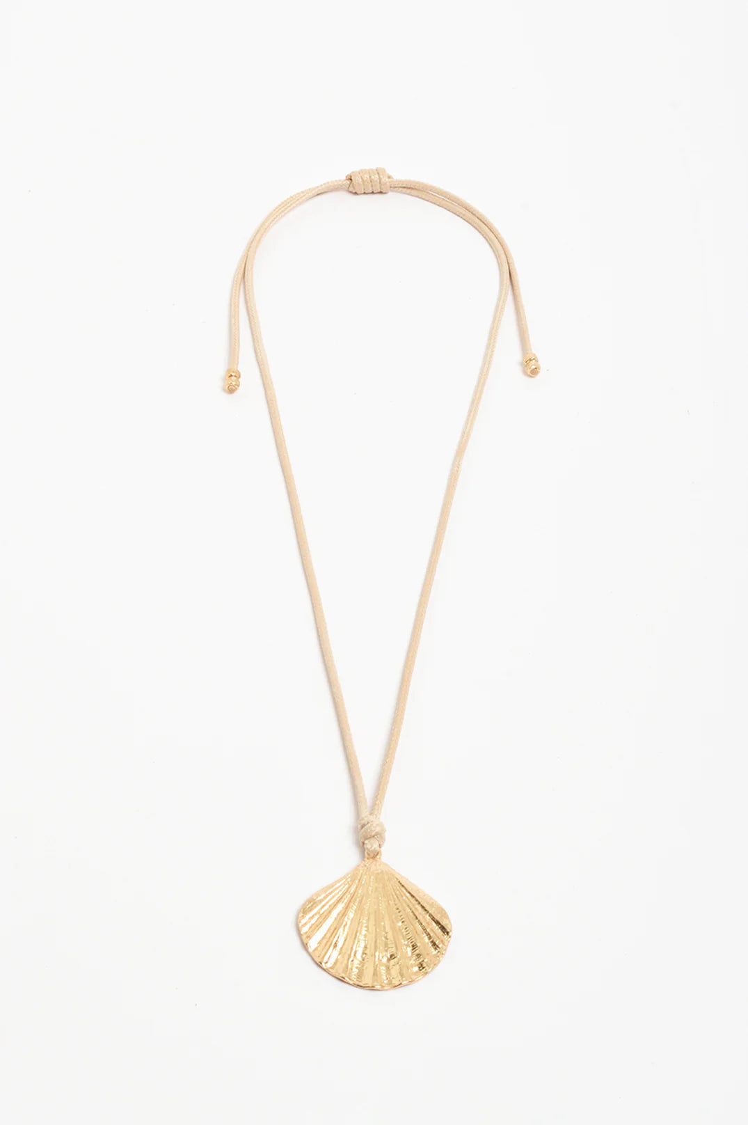 Adorne Shell Drop Adjustable Cord Necklace - Camel/Gold