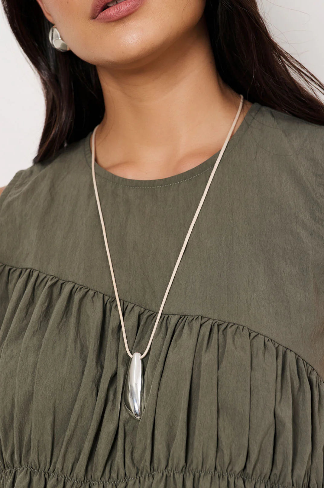 Adorne Metal Pod Drop Adjustable Cord Necklace