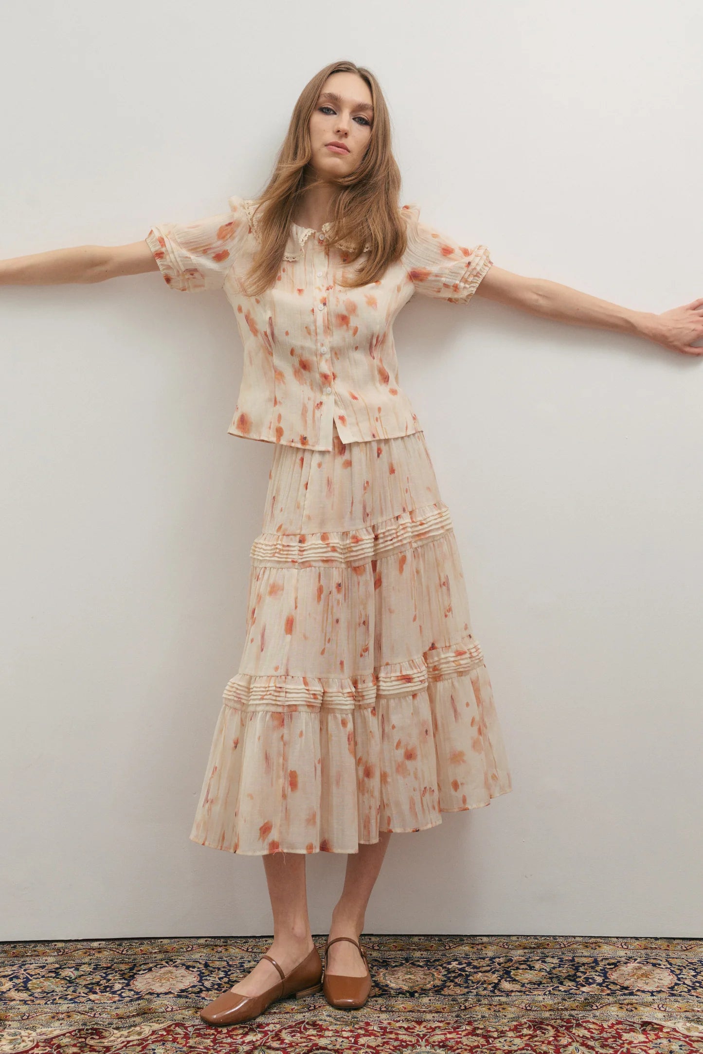 Maevarii Apricity Short Sleeve Shirt - Peaches & Cream