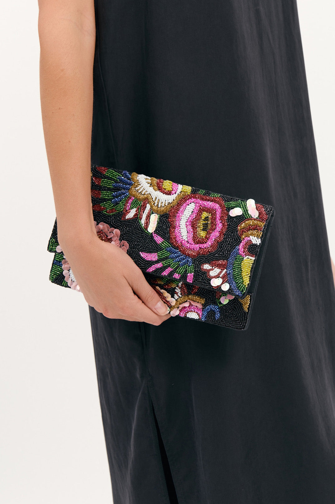 Adorne Rio Floral Beaded Statement Clutch