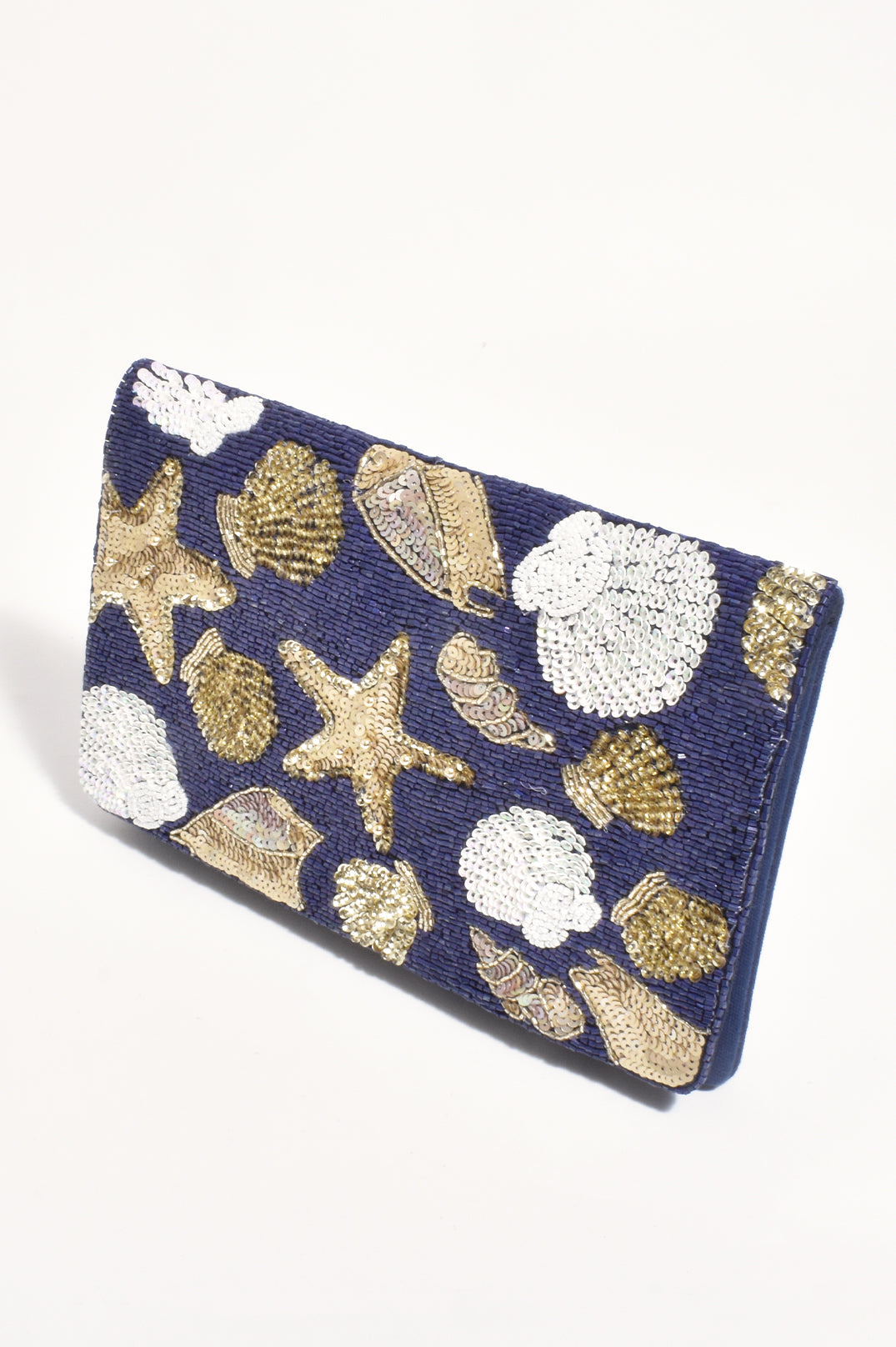 Adorne Miranda Seashells Sequined Clutch