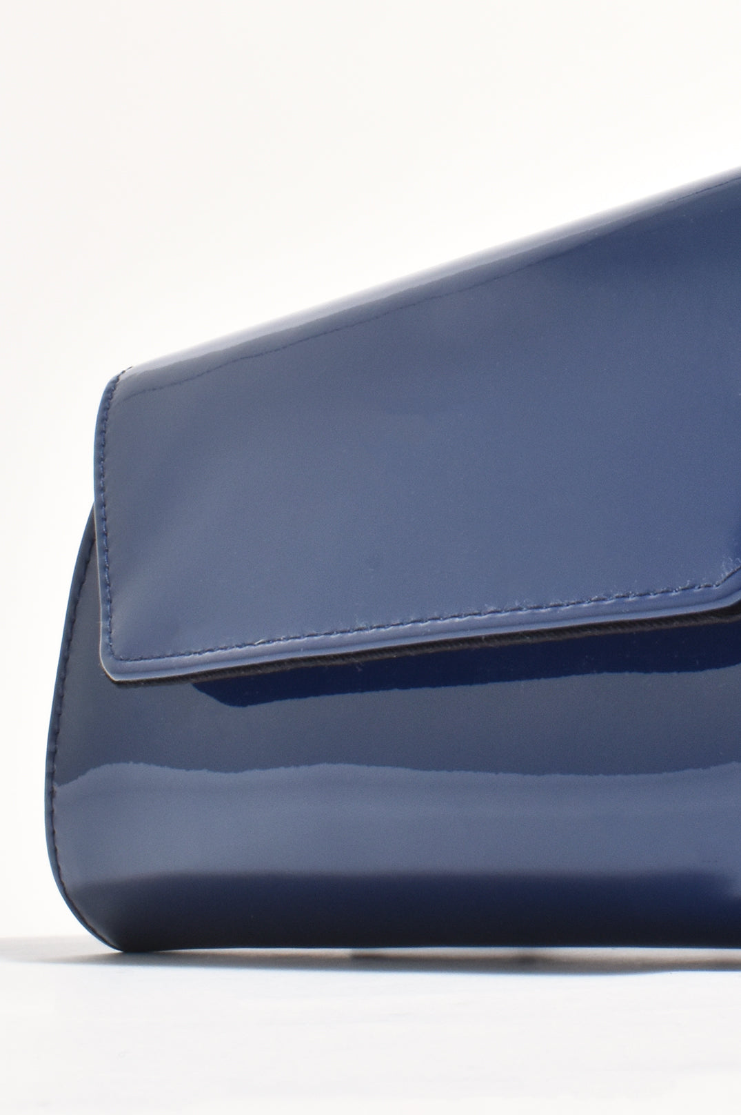 Adorne Suzie Gloss Fold Over Clutch - Navy