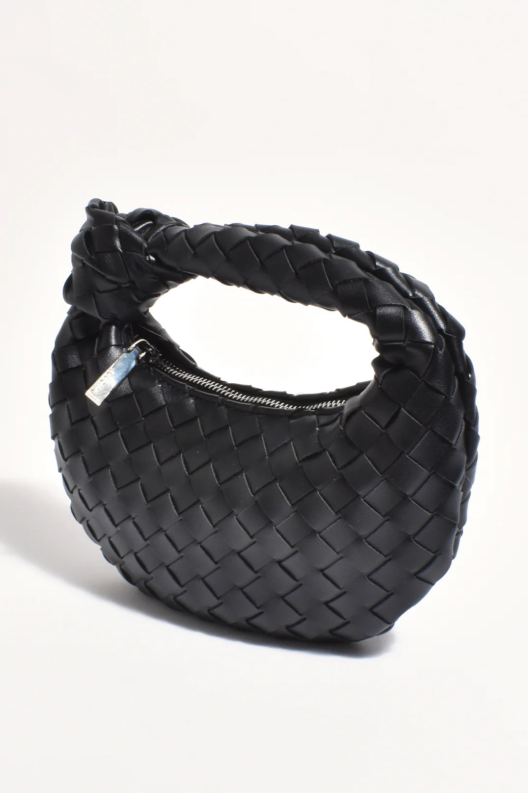 Adorne Vali Woven Mini Crescent Clutch - Black