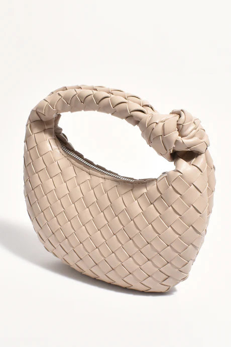 Adorne Vali Woven Mini Crescent Clutch - Mocha