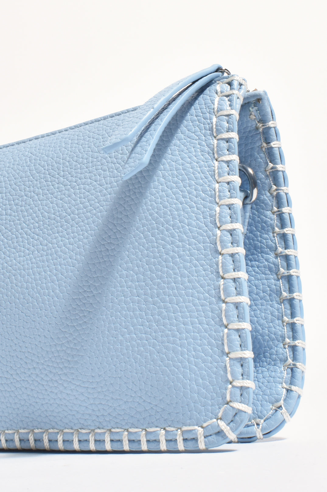 Adorne Bobbi Blanket Stitch Clutch - Blue