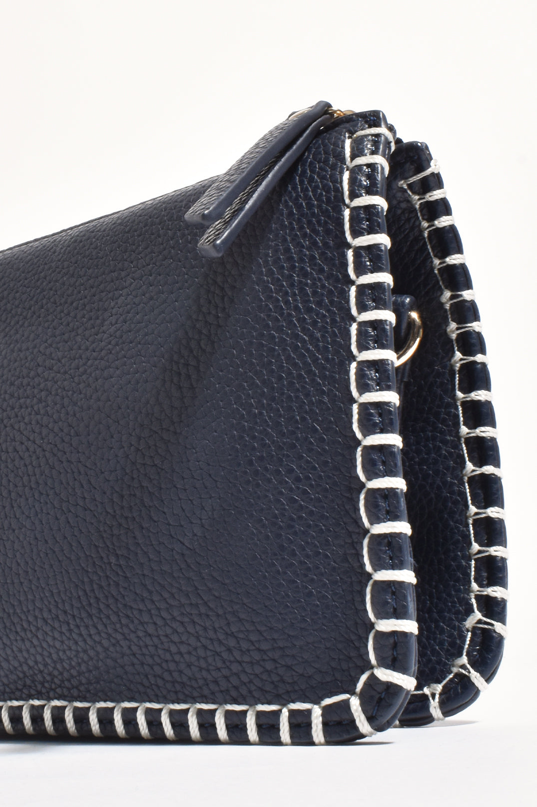 Adorne Bobbi Blanket Stitch Clutch - Navy