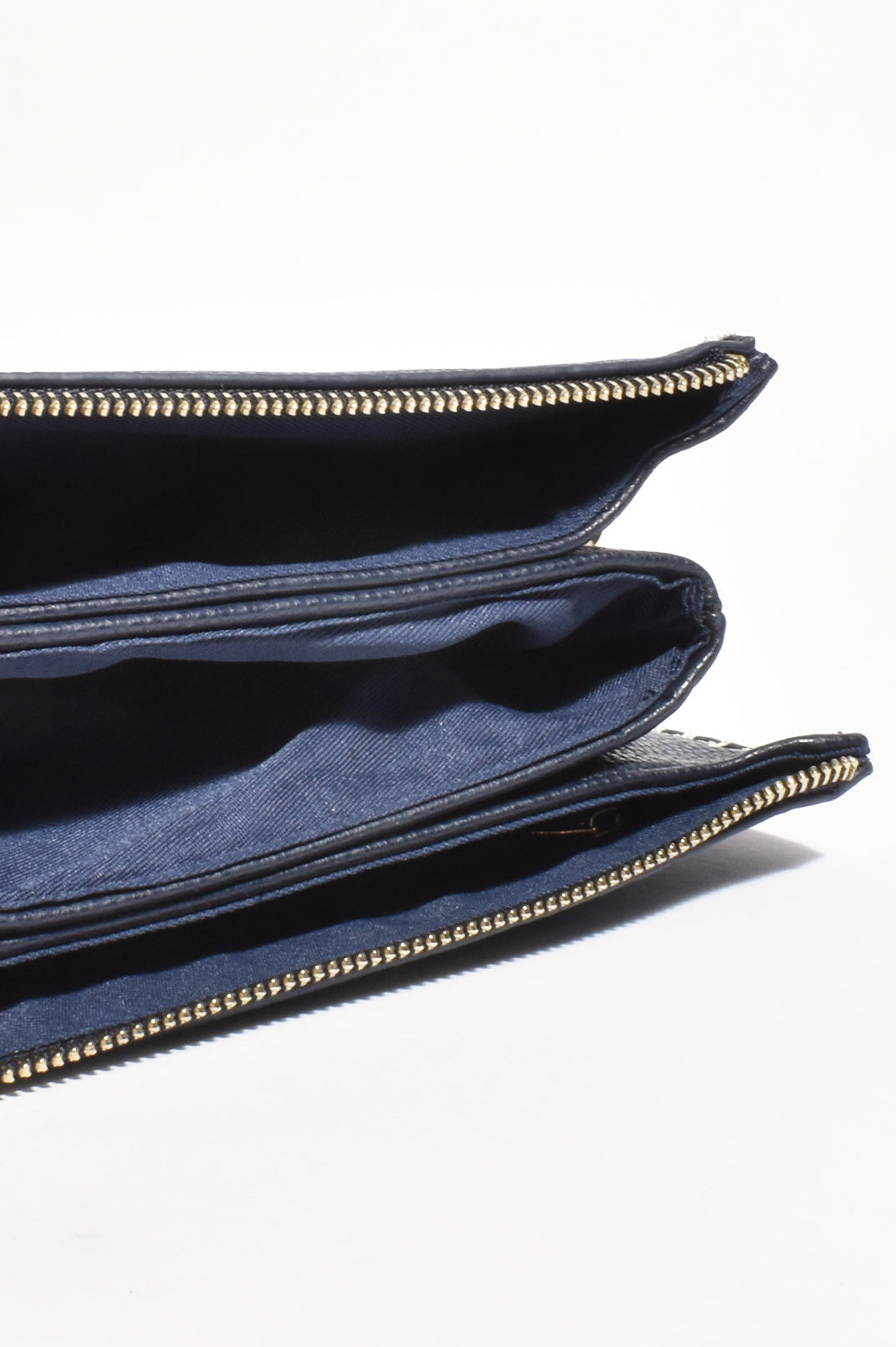 Adorne Bobbi Blanket Stitch Clutch - Navy