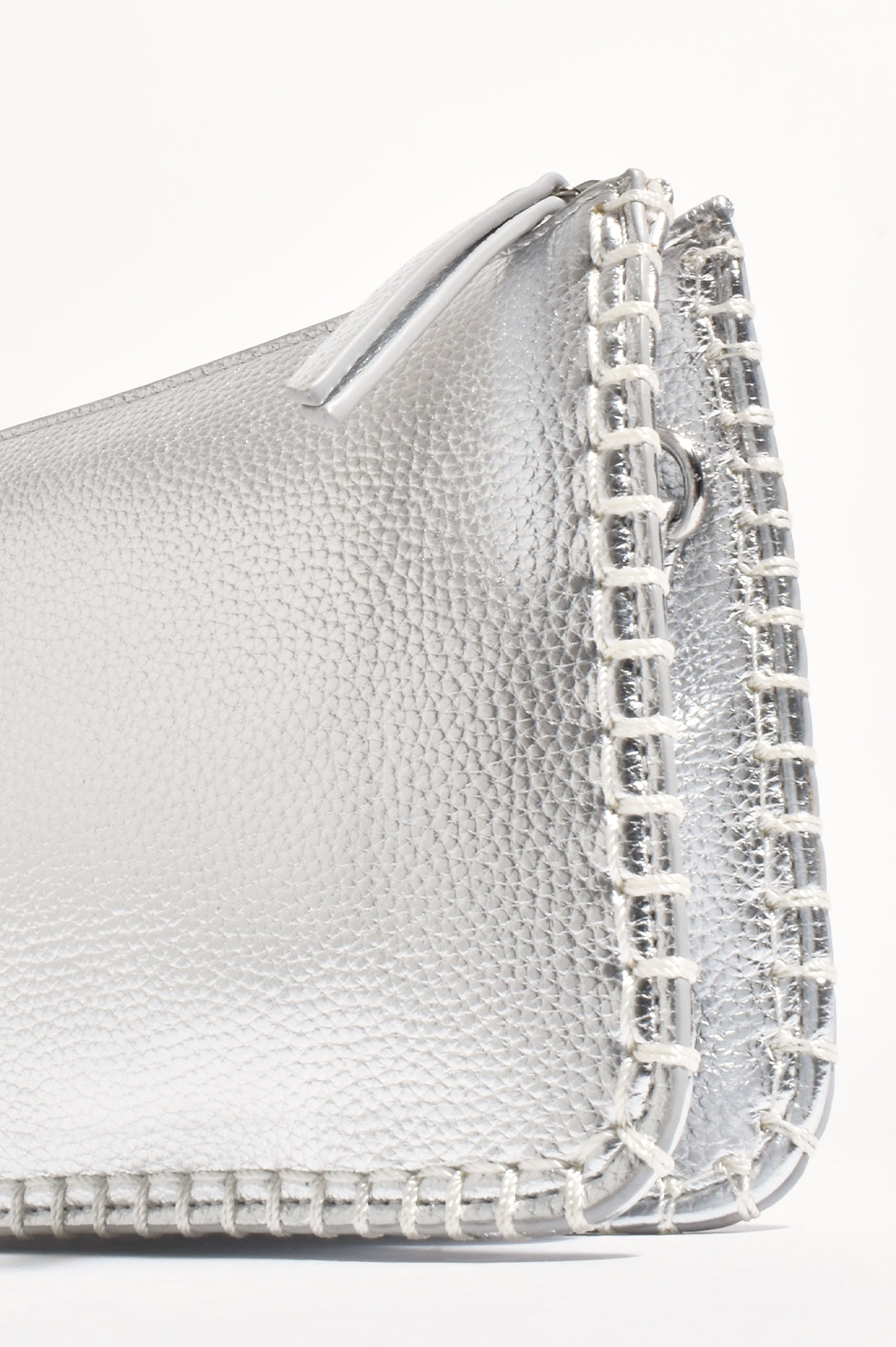 Adorne Bobbi Blanket Stitch Clutch - Silver