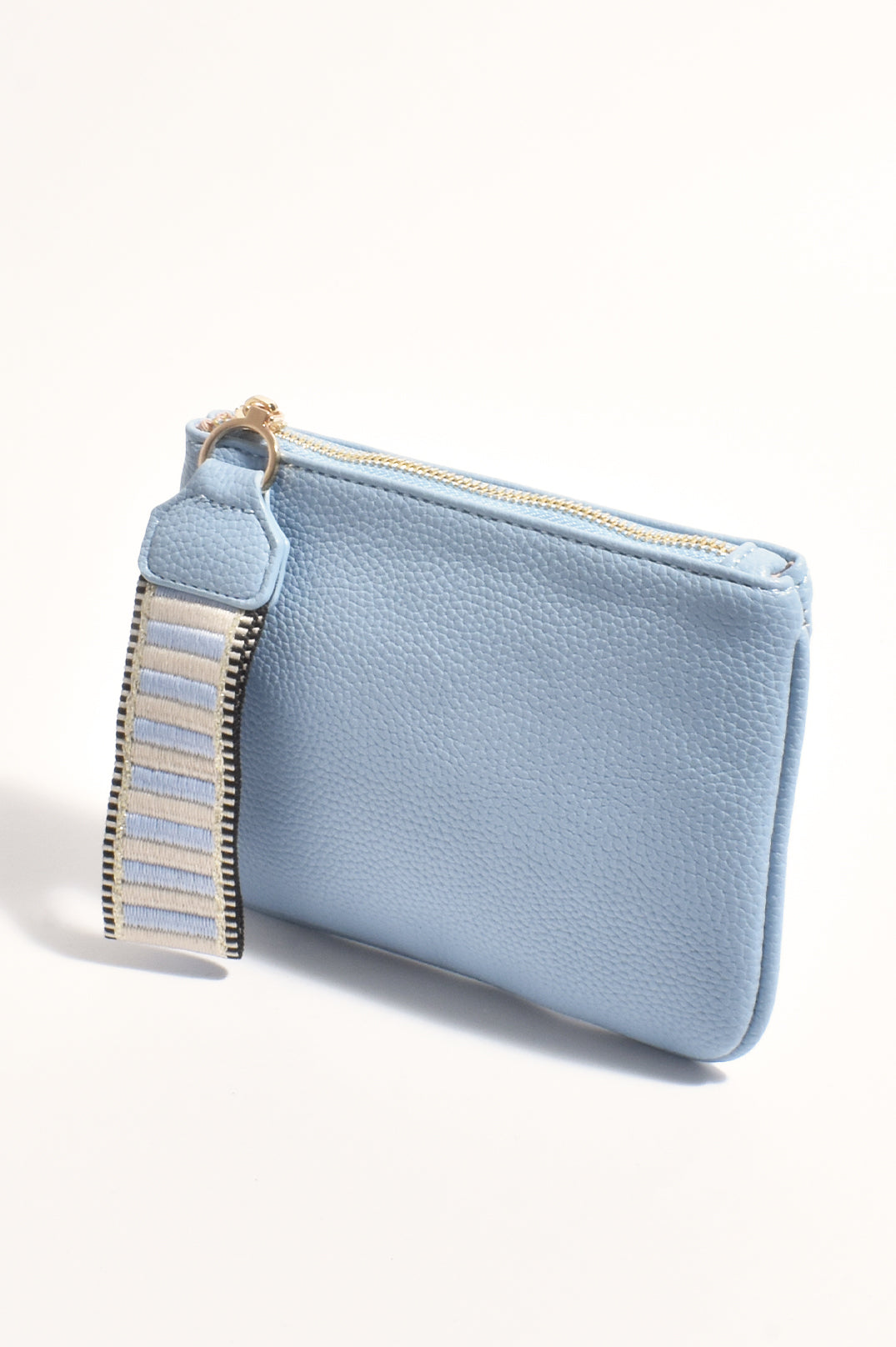 Adorne Frankie Striped Webbing Pouch - Blue