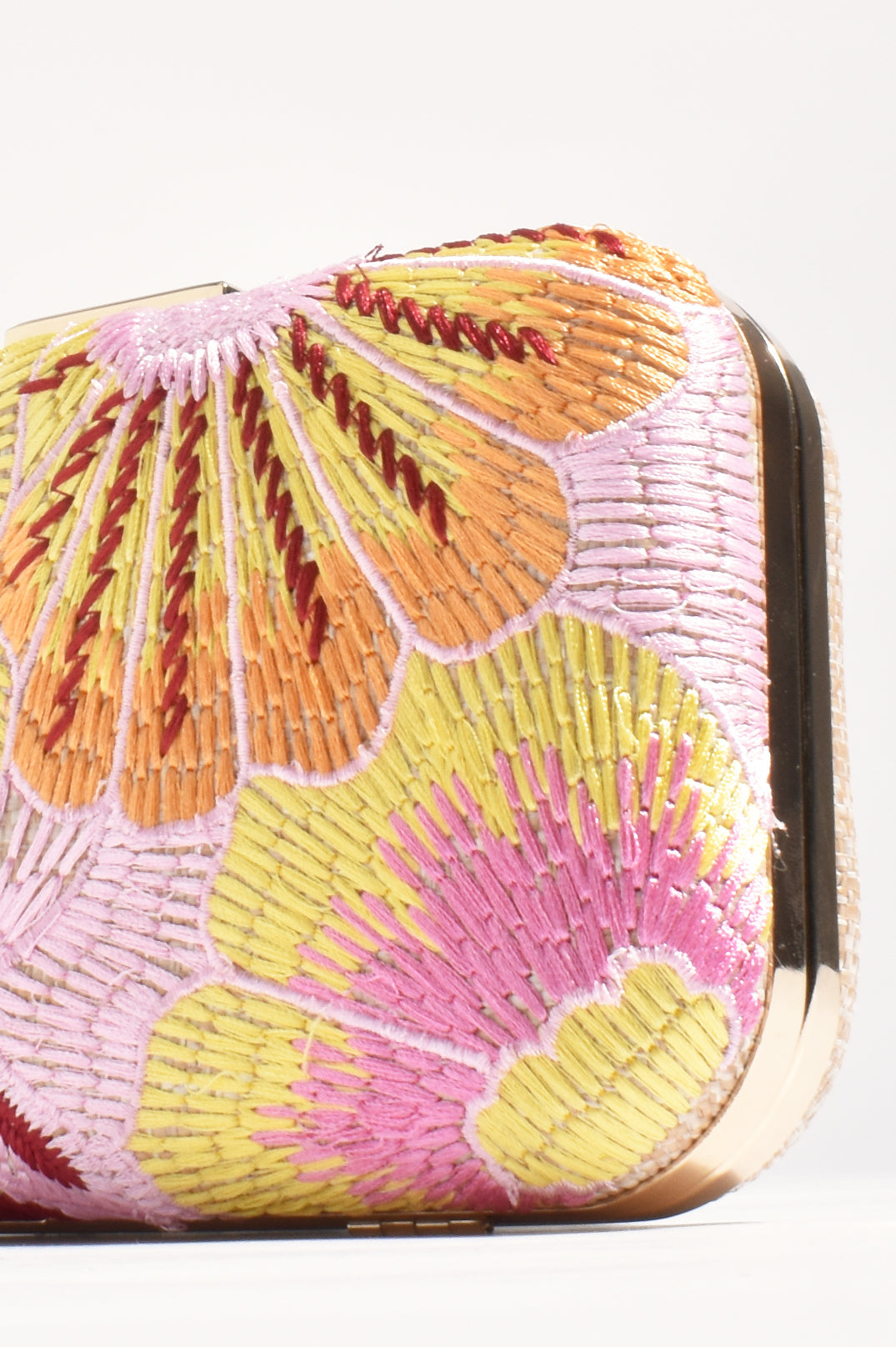 Adorne Calypso Floral Woven Structured Clutch - Multi/Natural